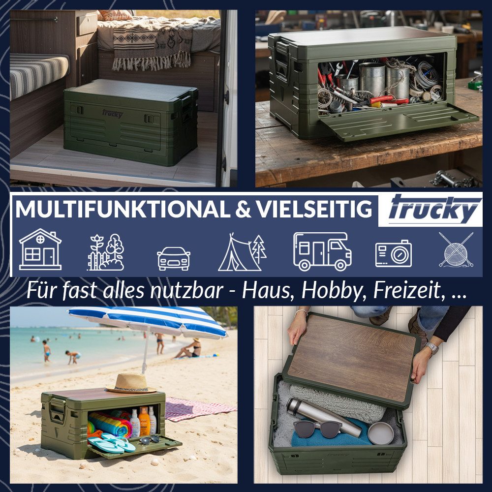 Trucky Faltbox Storage Box 75 L Camping Klappbox Klappkiste 58 x 40 x 33 cm Grün – Bild 5 von 5