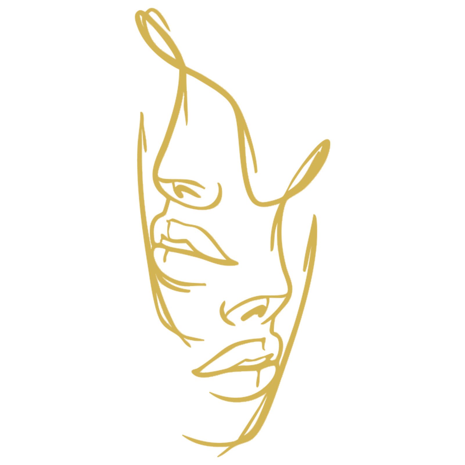 Wanddekoobjekt Gesicht Metall Wanddekoration, Linie Kunst, Abstraktes Gesicht