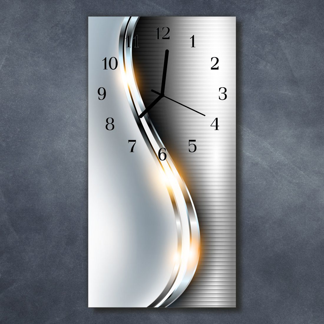Tulup Wanduhr Silberne Welle Moderne Küche Stille Glasuhr 30 cm x 60 cm (An günstig online kaufen
