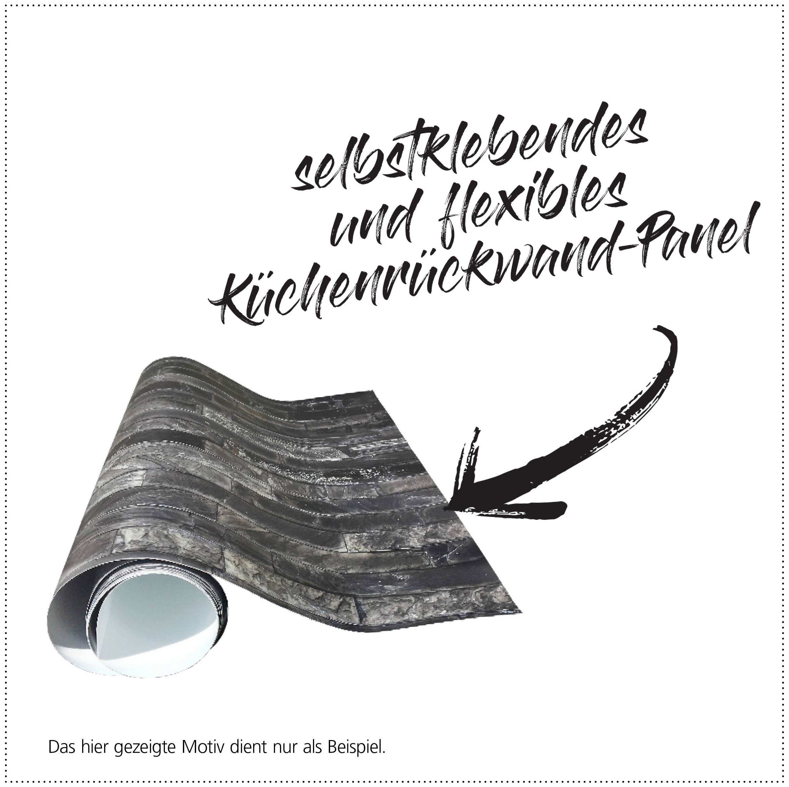 Küchenrückwand flexible Pierre, fixy schwarz und MySpotti Küchenrückwand-Folie selbstklebende