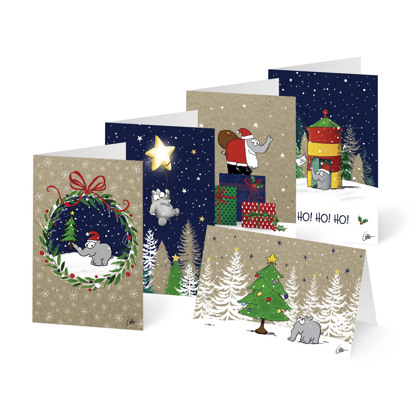 Ottifant Productions GmbH Weihnachtskarte Otto Waalkes Weihnachtskarten 10er-Set Grußkarten mit Umschlag by Otti