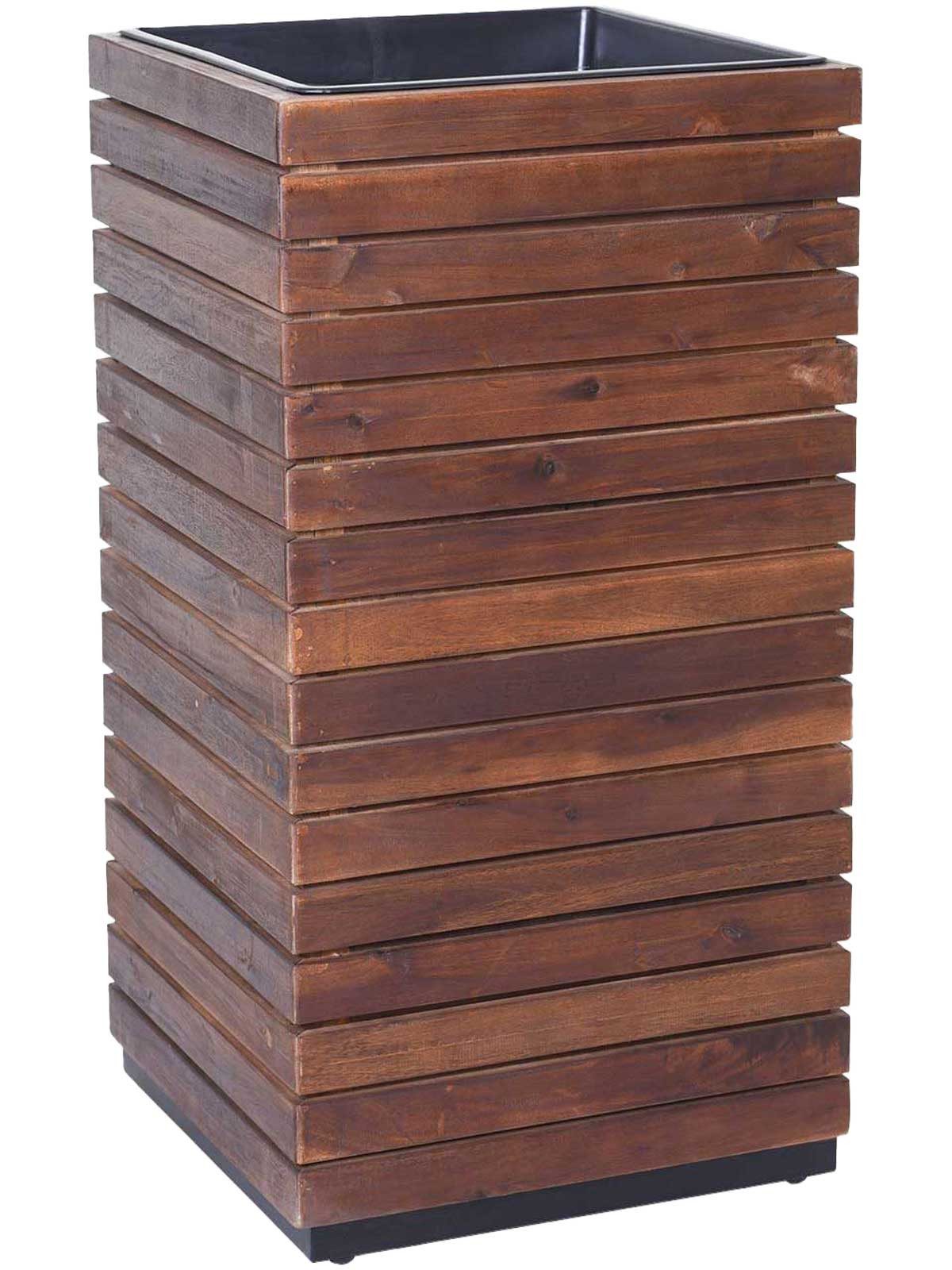 VIVANNO Pflanzkübel Holz BLOCK Säule - Akazienbraun Gestreift (1 St), 43x43x80 cm