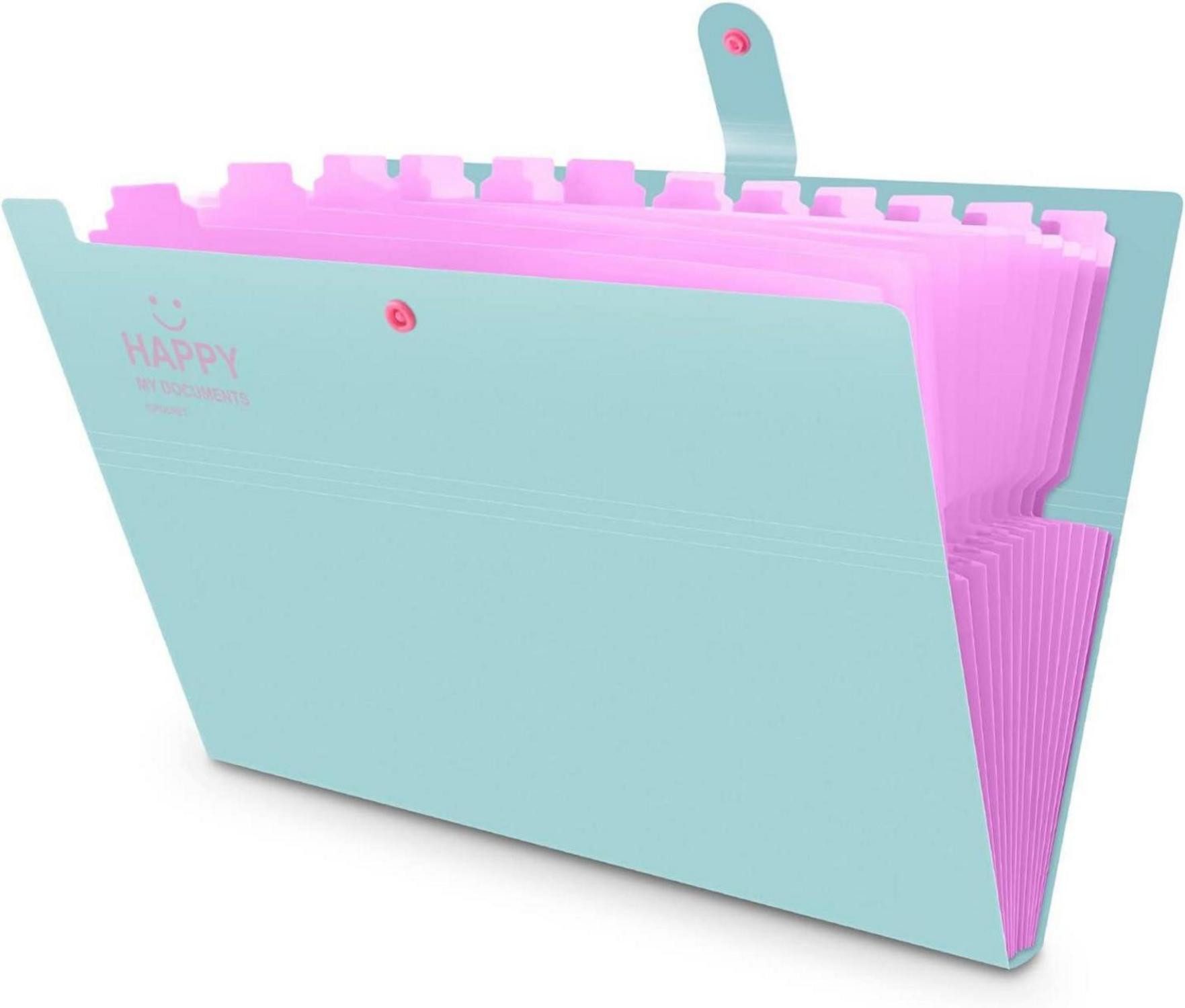 Fächermappe A4 Faechermappe Dokumentenmappe 12 Taschen Erweiterbar Organizer Rose
