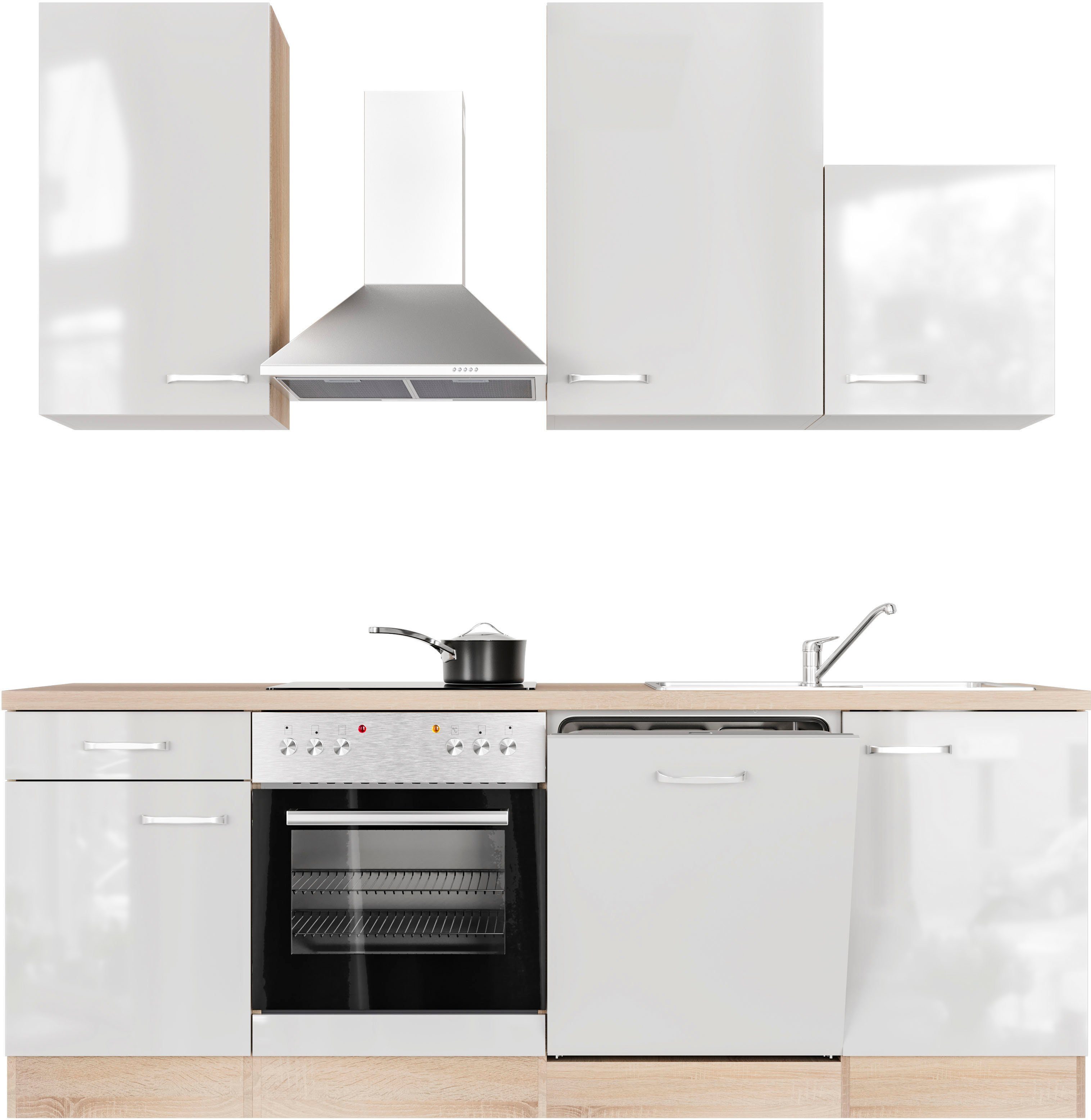 Flex-Well Küche cm, starker 38 Metallgriff Breite mm Florenz, Mit vielen mit erhältlich, Farbvarianten E-Geräten, in 220 Arbeitsplatte