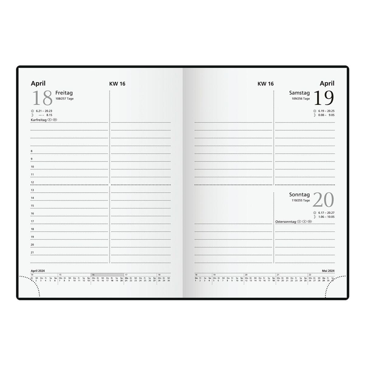 GLOCKEN Taschenkalender, für 2024, 1 Seite = 1 Tag