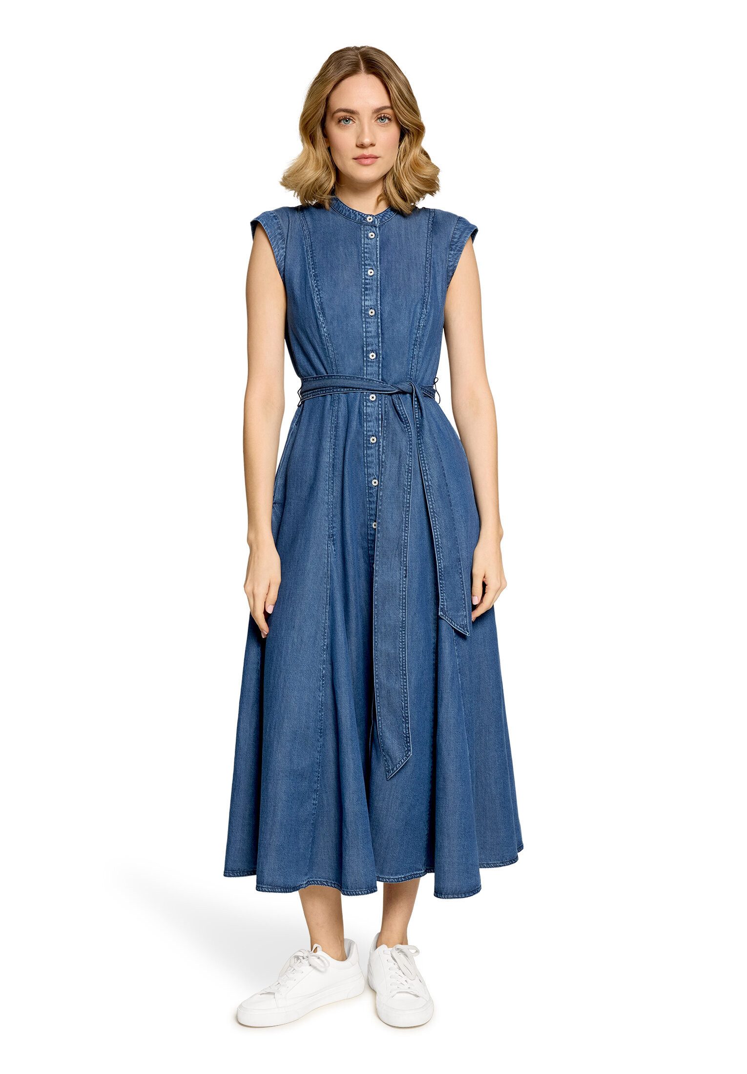 Cartoon Jeanskleid Damen mit Eingrifftaschen