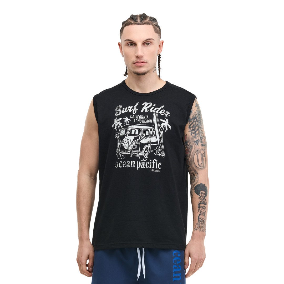 Ocean Pacific Muskelshirt Shorey Black / Ecru bedruckt