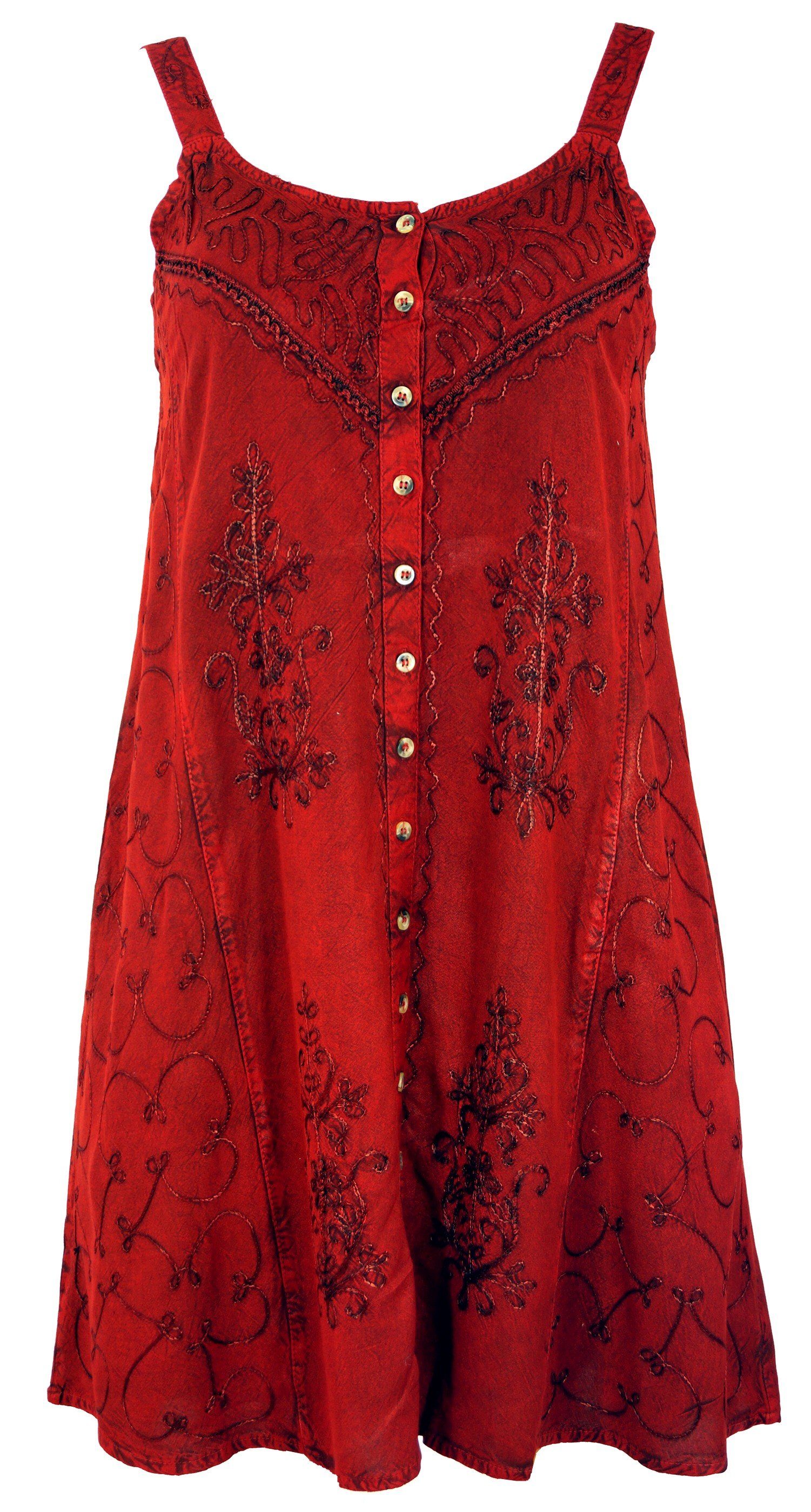 Guru-Shop Midikleid Besticktes indisches Kleid, Boho Minikleid -.. alternative Bekleidung rot Design 7