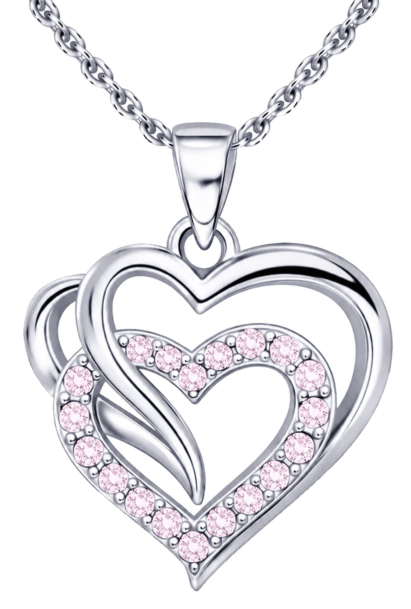 Limana Herzkette Doppelherz Schmuck Damen 925 Silber Kette mit Anhänger - Geschenk (für Frau Freundin Mama, inkl. Schmuckdose), Geburtstag Jahrestag Hochzeitstag Valentinstag Weihnachten