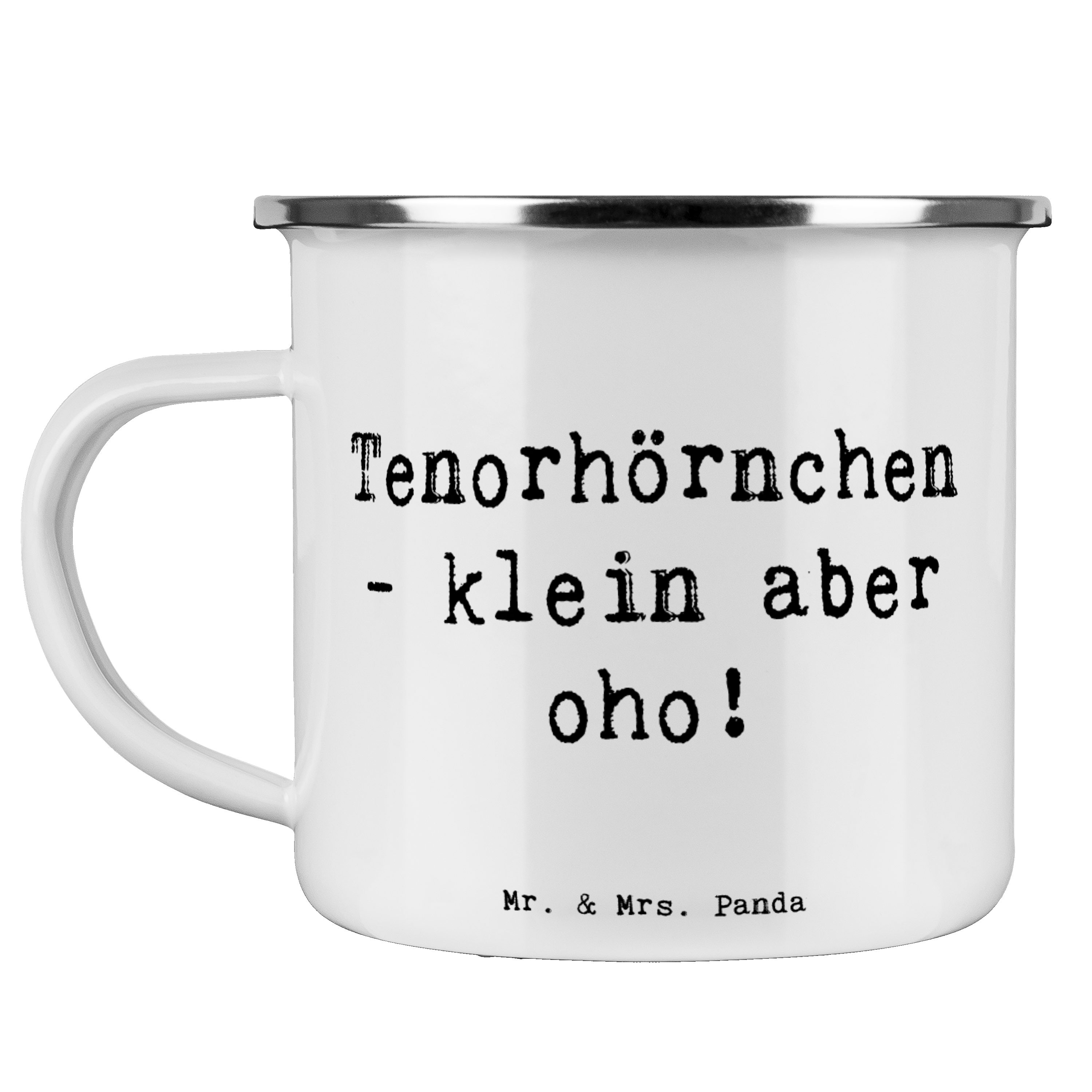 Mr. & Mrs. Panda Becher Tenorhorn Klein Oho - Weiß - Geschenk, Blasorchester, Outdoor Tasse, Emaille, Korrosionsbeständig