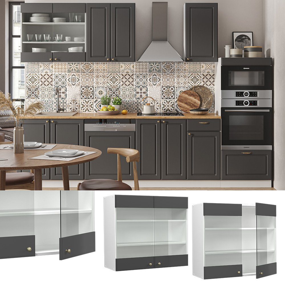 Vicco Glashängeschrank Fame-Line, Anthrazit-Gold/Weiß, 80 cm günstig online kaufen