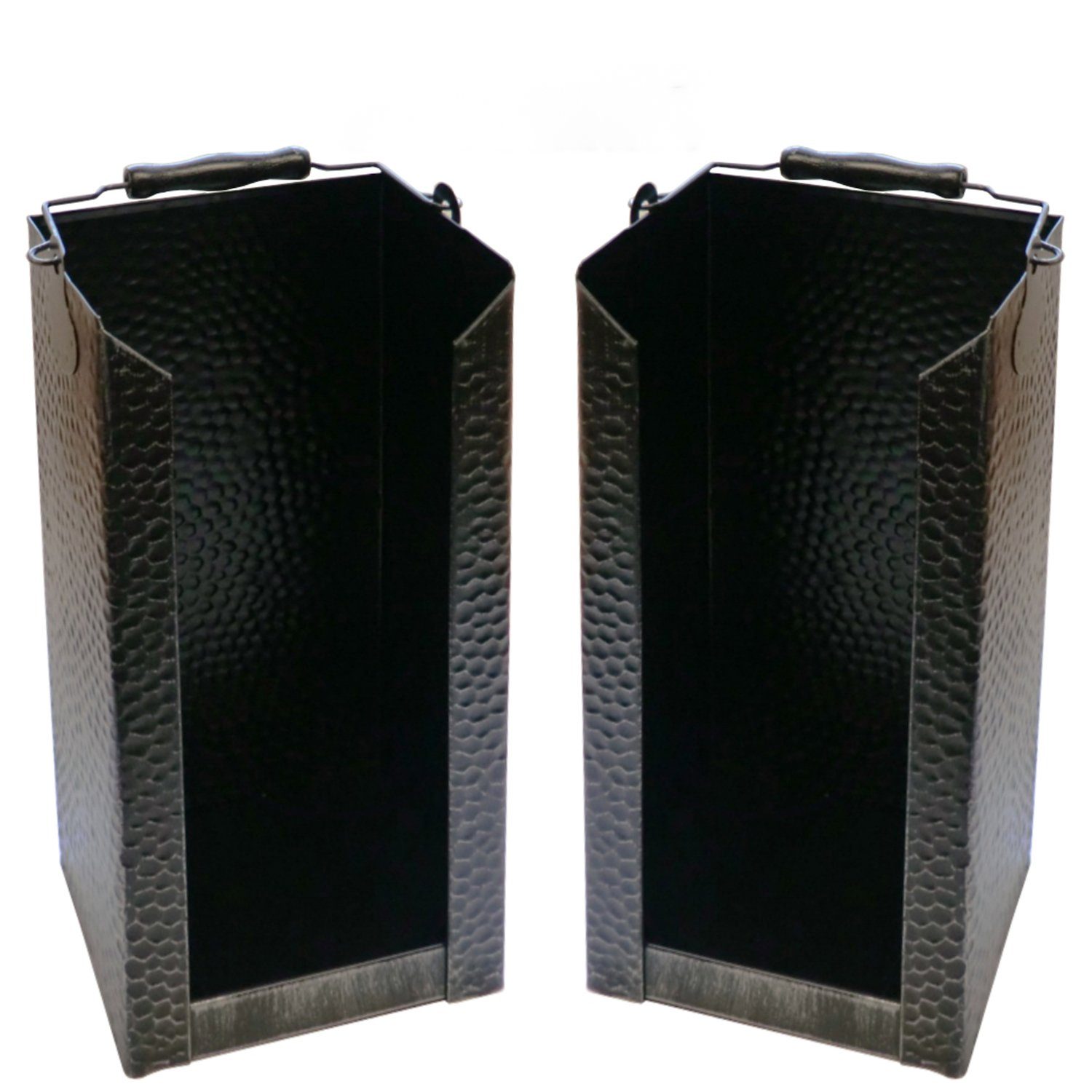 Landshop24 Mülleimer Brikettträger gehämmert schwarz-silber für 12 Briketts, Hergestellt in Deutschland