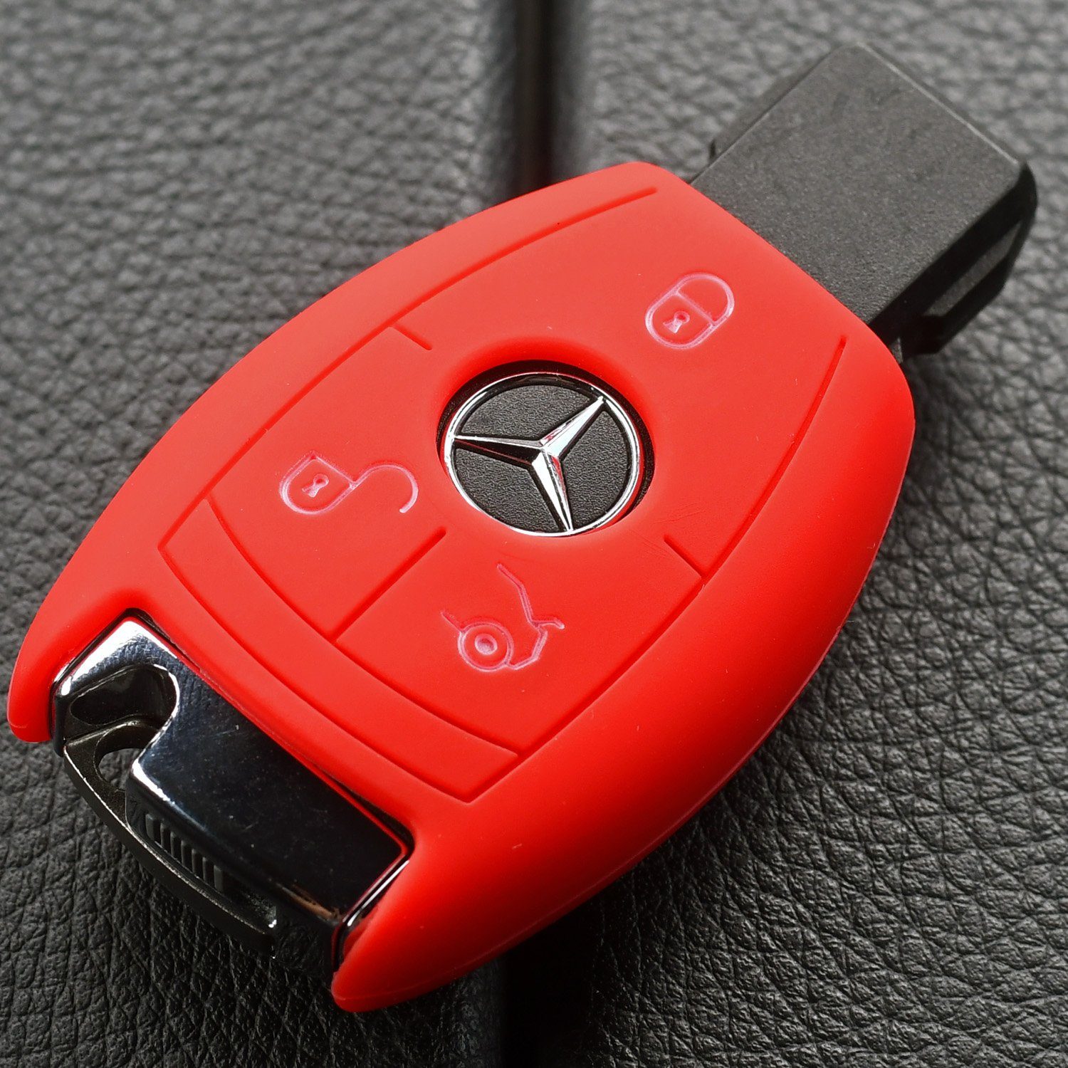mt-key Schlüsseltasche Autoschlüssel Softcase C207 Rot, für CLA W246 W221 CLS S212 W212 Benz A207 Schutzhülle W176 W242 Silikon Mercedes 117