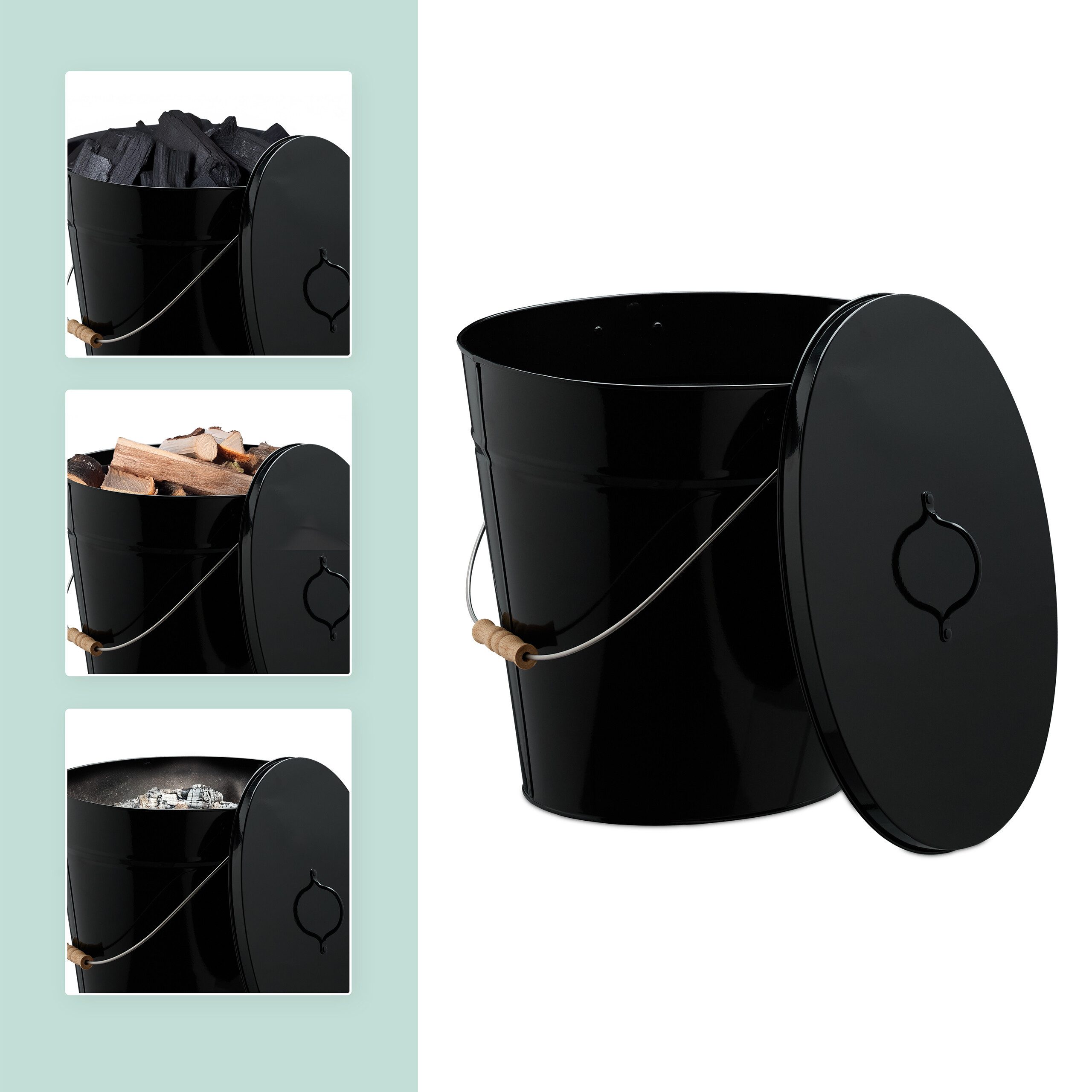 relaxdays Mülleimer Ascheeimer mit Deckel 18,5 Liter