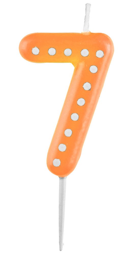 Geburtstagskerze Zahlenkerze mit Punkten 6,5cm, Orange # 7