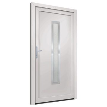 vidaXL Haustür Haustür Weiß 98x208 cm PVC Eingangstür Haus Kunststoff Glas-Element Li