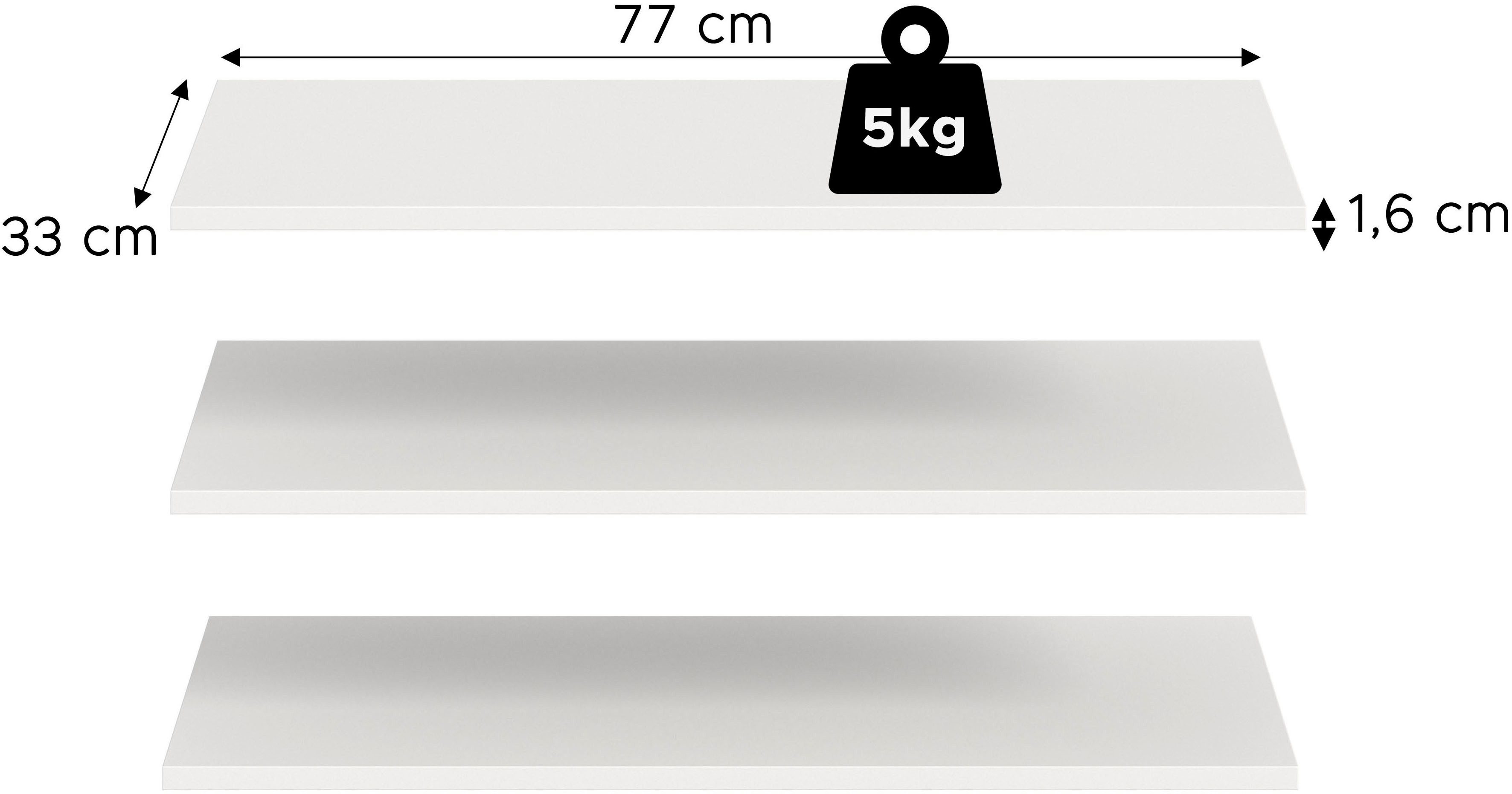 Home affaire Einlegeboden 3er Set, Breite 77cm (3 St), in verschiedenen Farben erhältlich, Fachböden, Böden, E-Böden,Bodenset