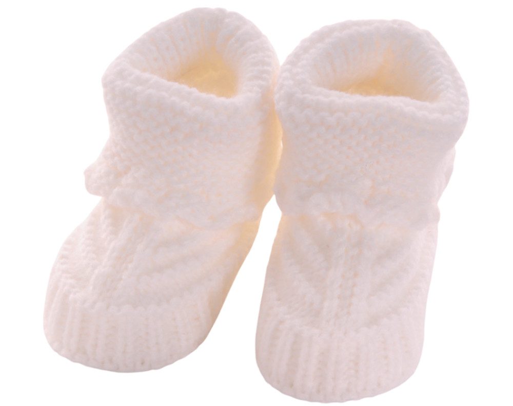 Füßlinge Baby Strickschuhe Socken ab 0Mon Stricksocken in Weiß