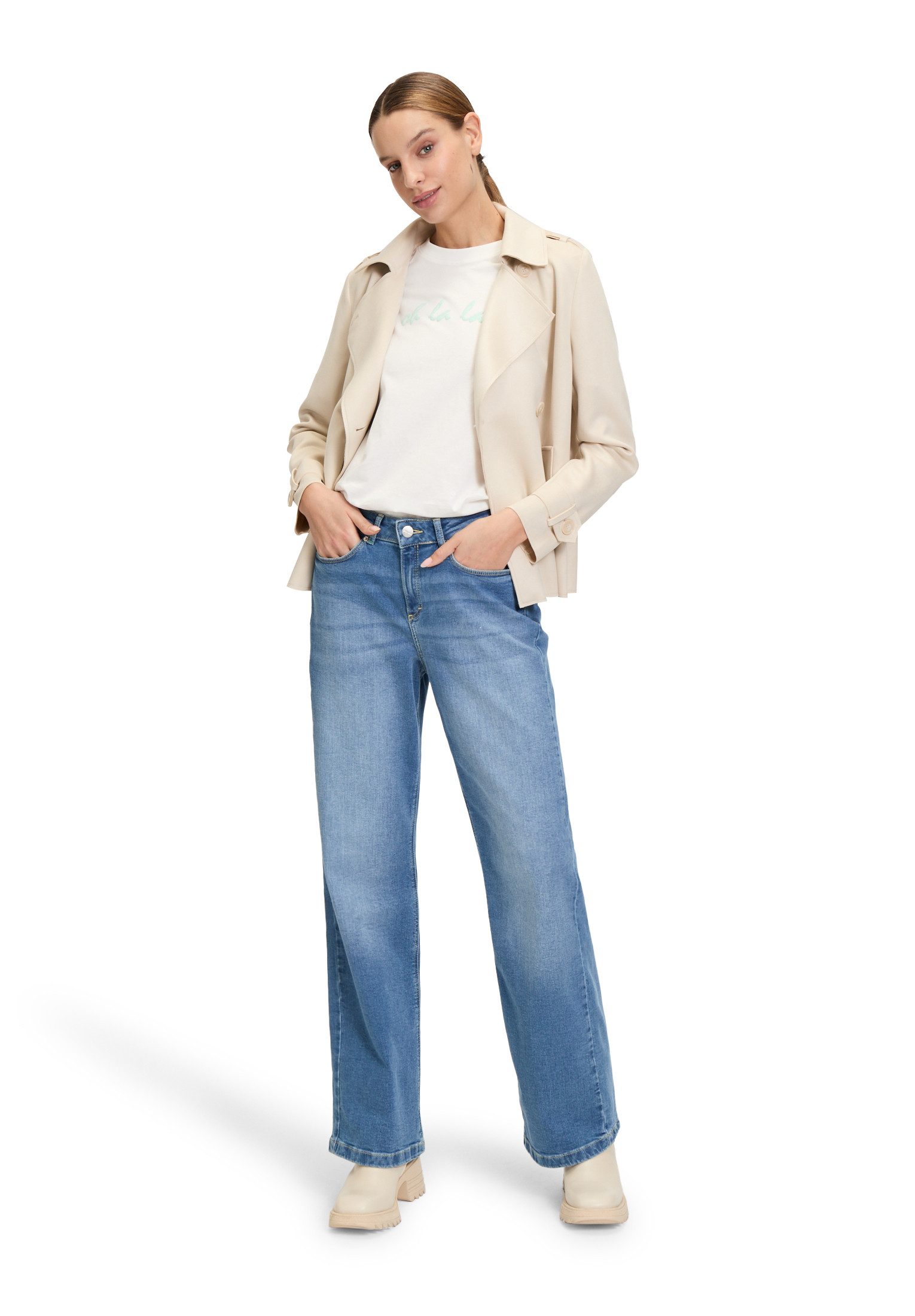 Cartoon Stretch-Jeans Damen mit Eingrifftaschen