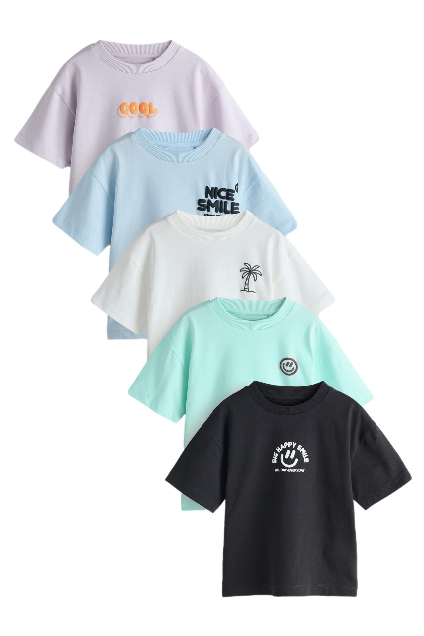 Next T-Shirt T-Shirt mit Grafik und kurzen Ärmeln, 5er-Pack (5-tlg)