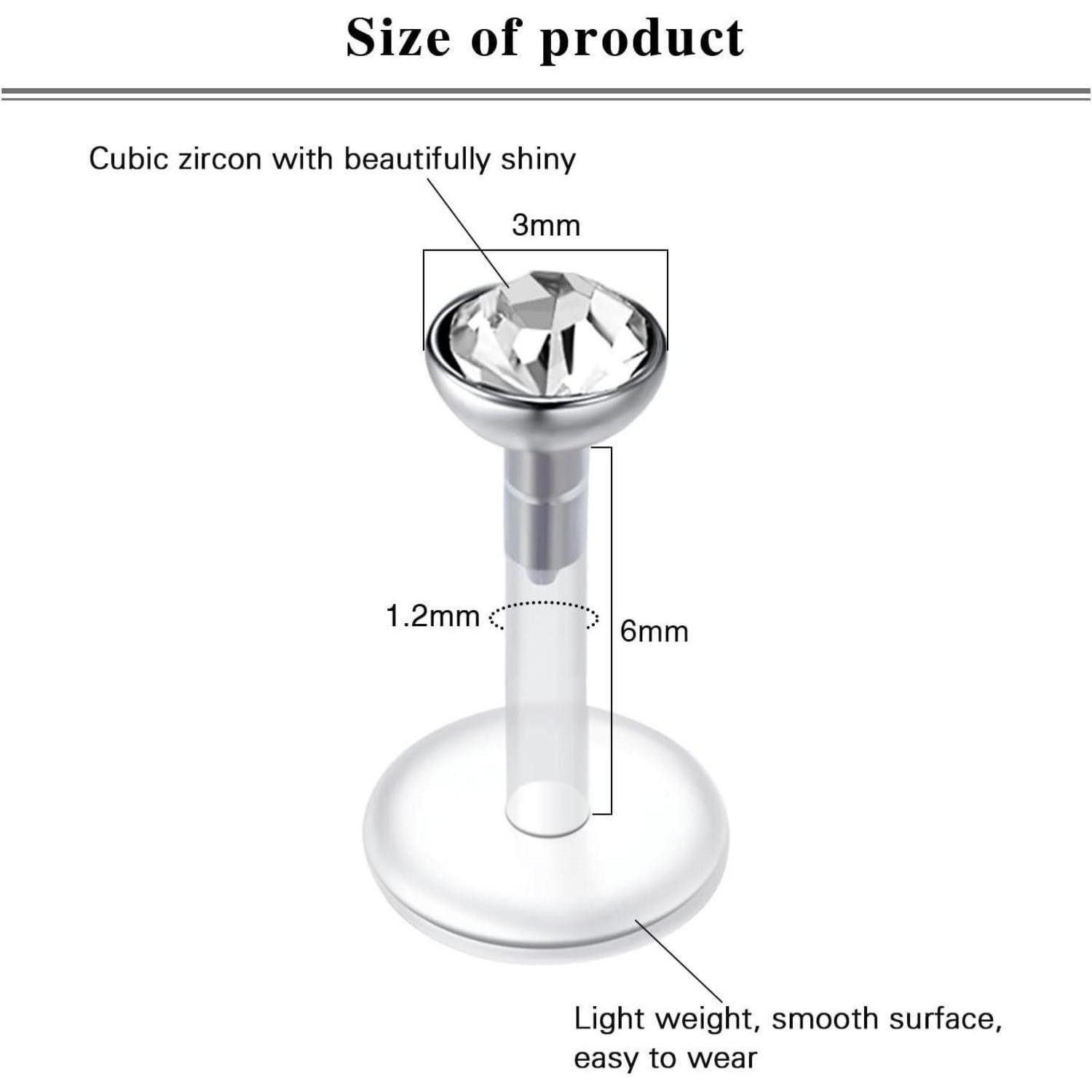 LAURITAMI Piercing-Set Helix Piercings Chirurgenstahl 1.2mm 6mm Tragus Ohrring Kristall