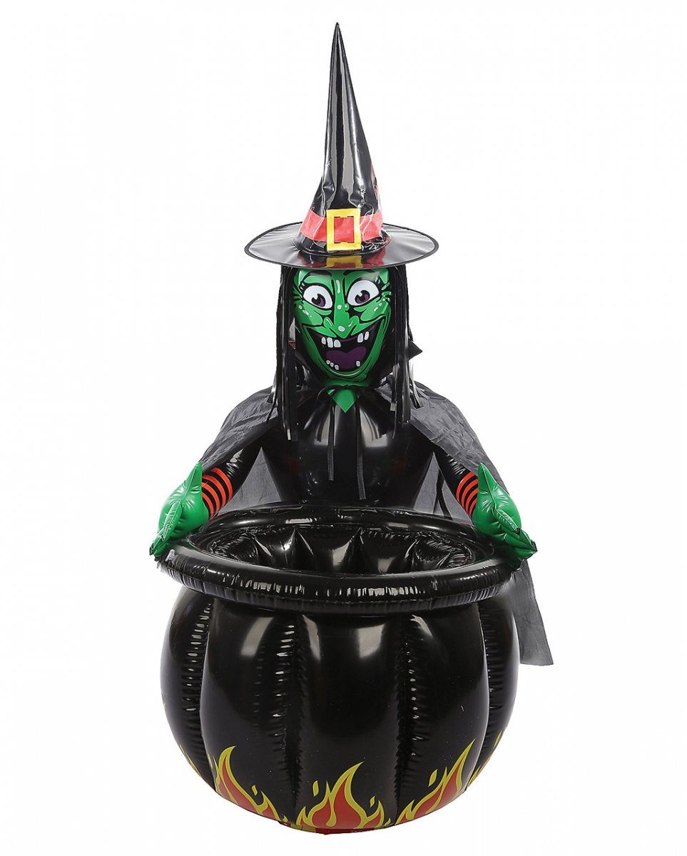 Horror-Shop Dekofigur Aufblasbare Hexe mit Kessel Getränkekühler 90cm