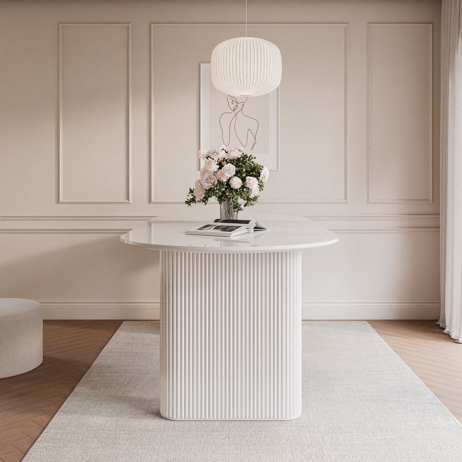 Lookway Esstisch OVI Tisch mit geriffeltem Gestell Hochglanz (1x Tisch), Breite: 180 cm