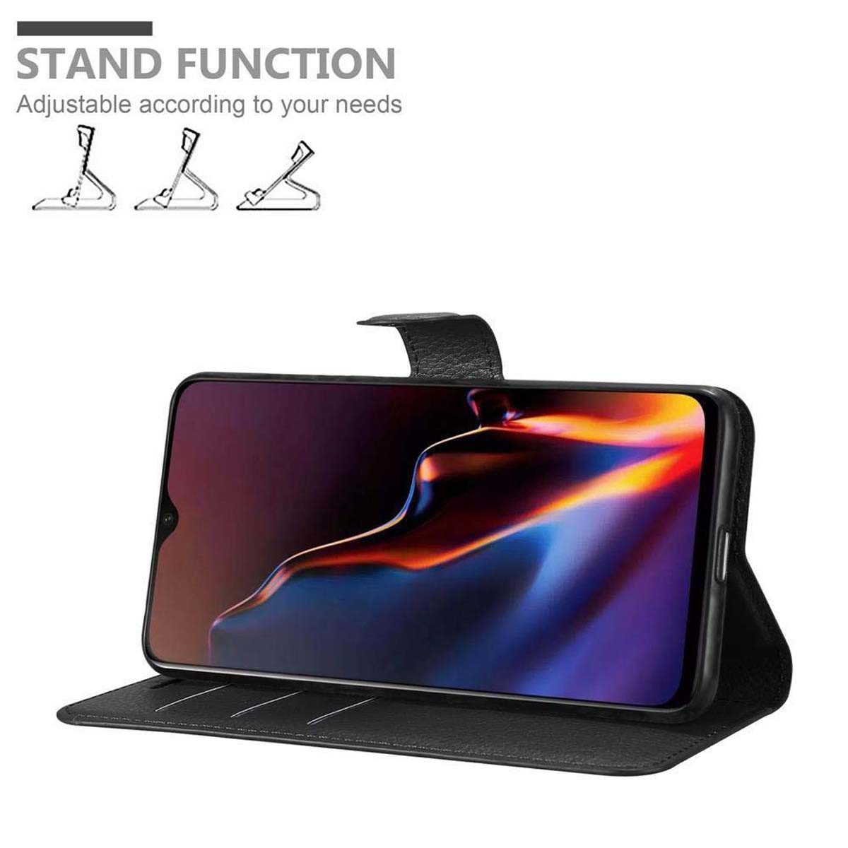 Cadorabo Handyhülle für OnePlus 6T Hülle OnePlus 6T, Hülle Schutzhülle mit Standfunktion, Kartenfach und Magnetverschluss