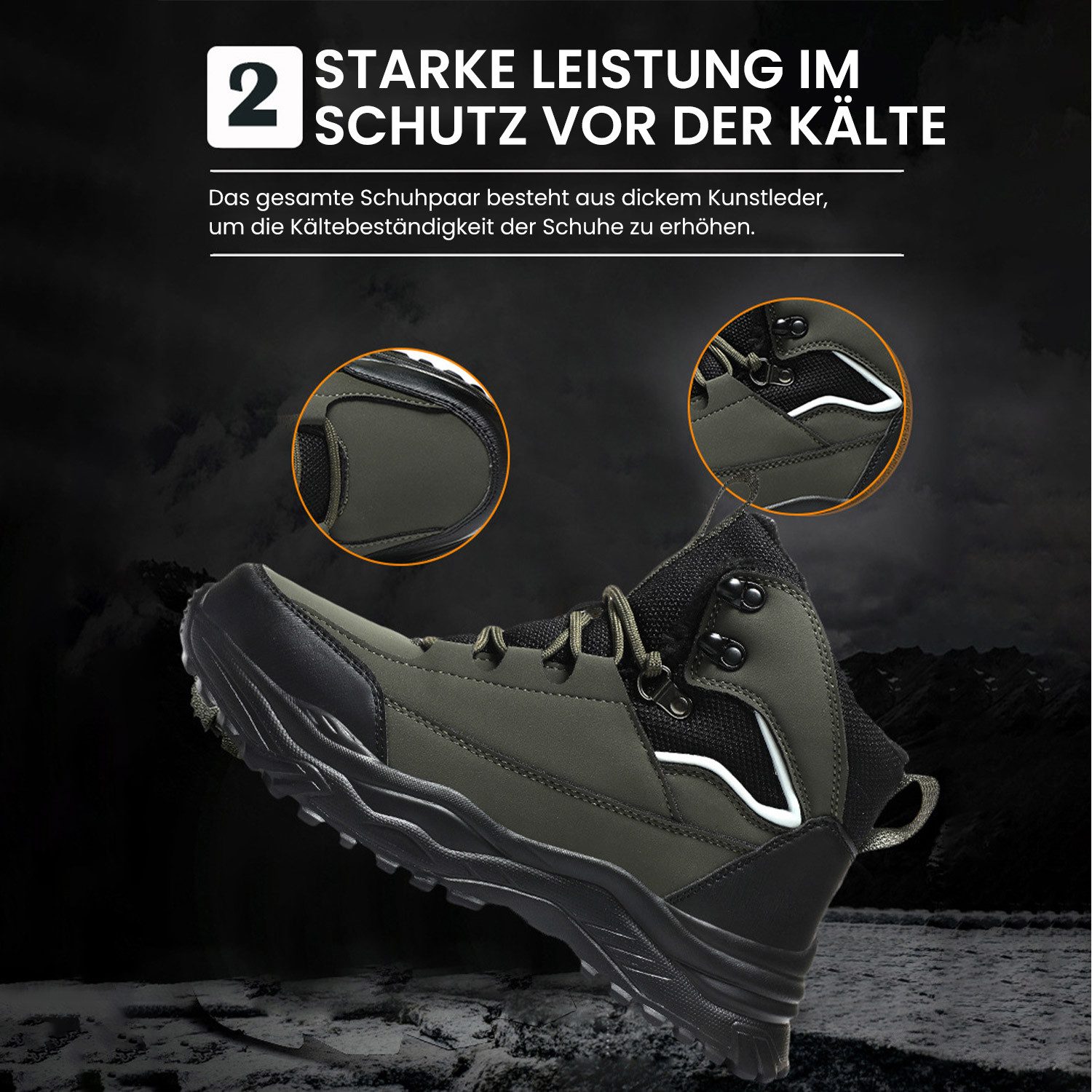 Refttenw Herren Schneestiefel,Warm Gefüttert, Rutschfest, Wasserabweisend Winterstiefel