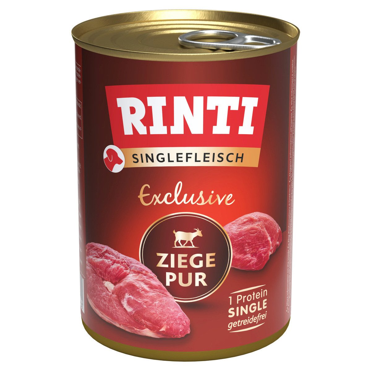 Rinti Singlefleisch Exclusive Ziege Pur 400 g - 12 Stück, Nassfutter für: Hund