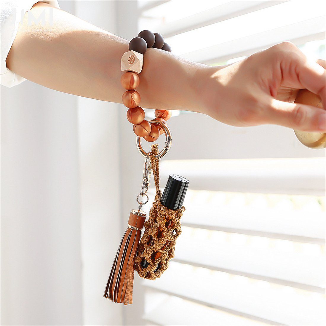 DÖRÖY Schlüsselanhänger 3-teiliger Perlenquasten-Armband Silikon-Schlüsselanhänger mit