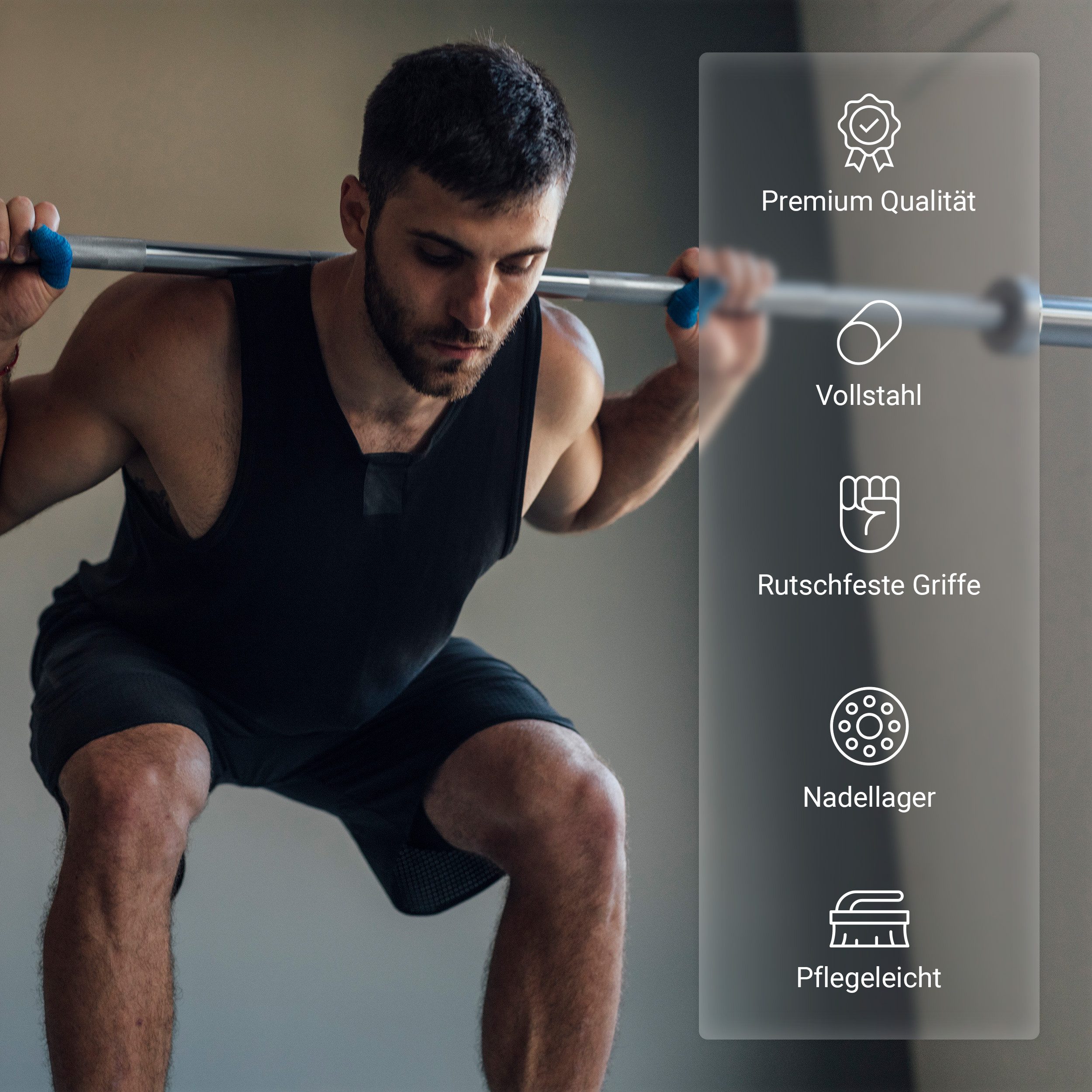 MSports® Olympiastange Langhantelstange Olympia 50 mm - Kugelgelagert