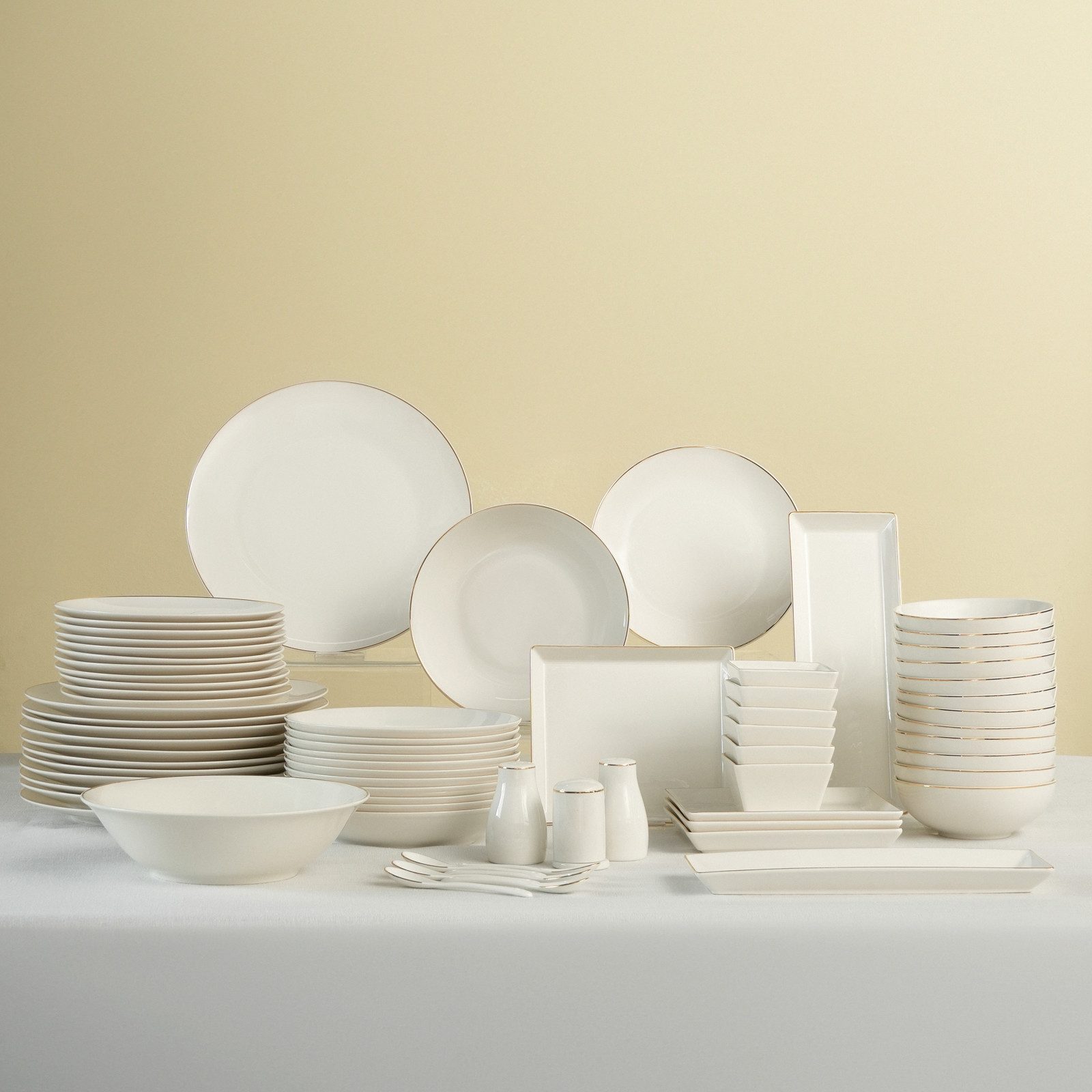 Karaca Geschirr-Set Karaca Donatella Tafelservice 70-tlg. für 12 Personen, New Bone, 12 Personen, New Bone Porzellan