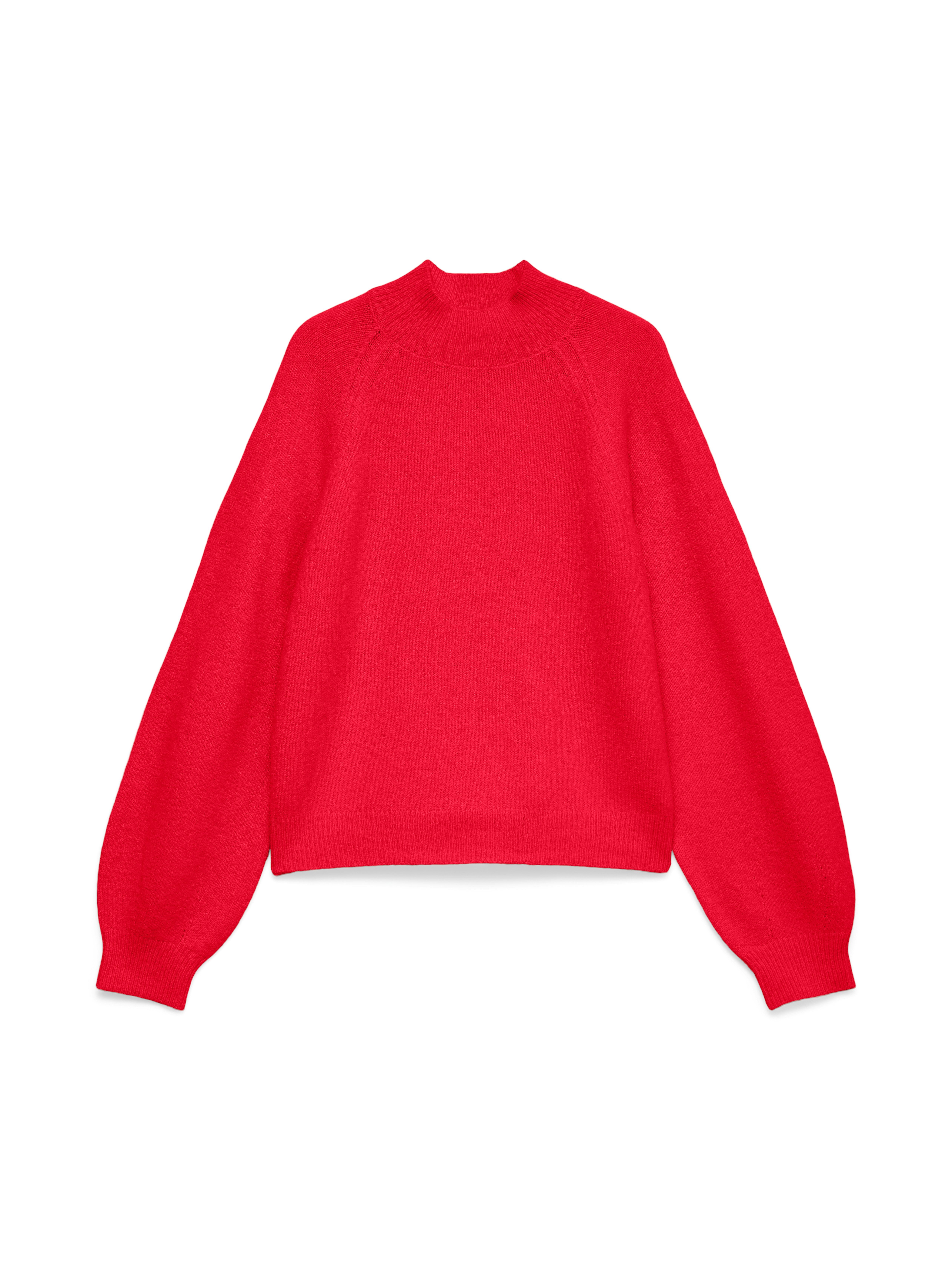 Vero Moda Strickpullover VMLEAF LS HIGH NECK PULLOVER ENT Materialmix, regular fit