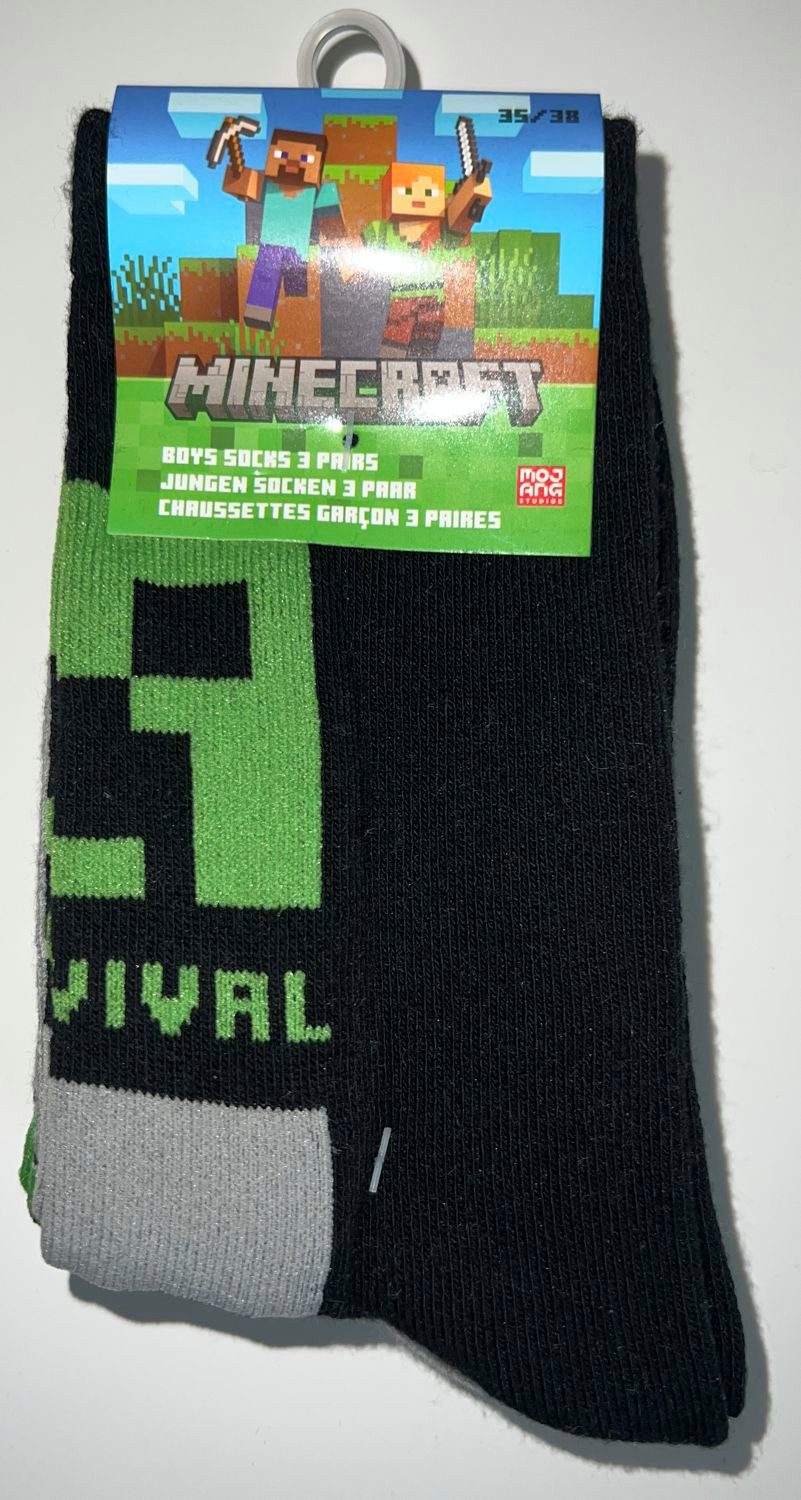 Minecraft Freizeitsocken MINECRAFT Kindersocken Jungen + Mädchen 6 Paar Gr.27/30 35/38 39/42 Minecraft Socken Kinder Jugendliche Jungen Mädchen