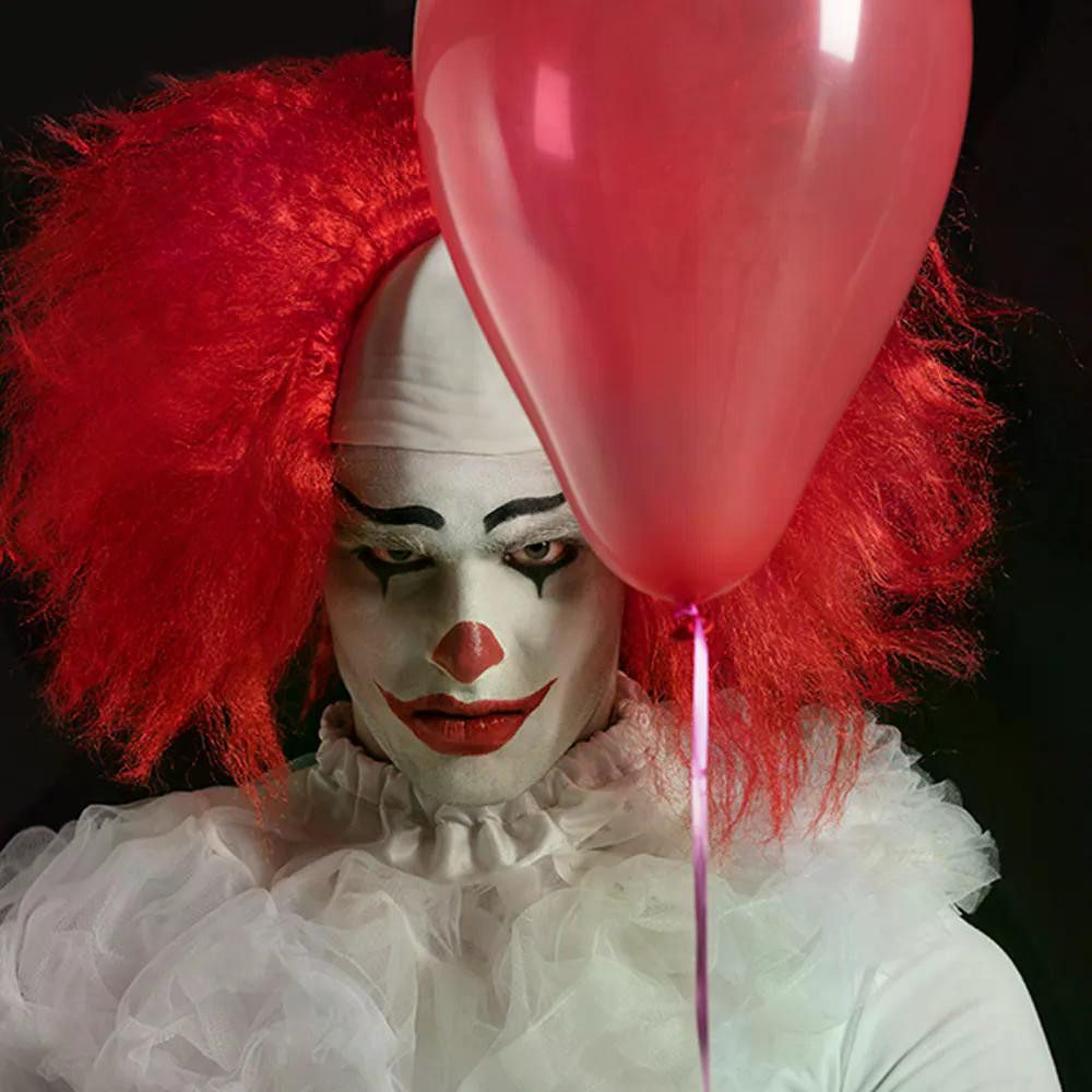 Boland Kostüm-Perücke Perücke Horror Clown rot Lockenperücke für Halloween gruselige Kostüme, Voluminöse Lockenstruktur für Horror-Look