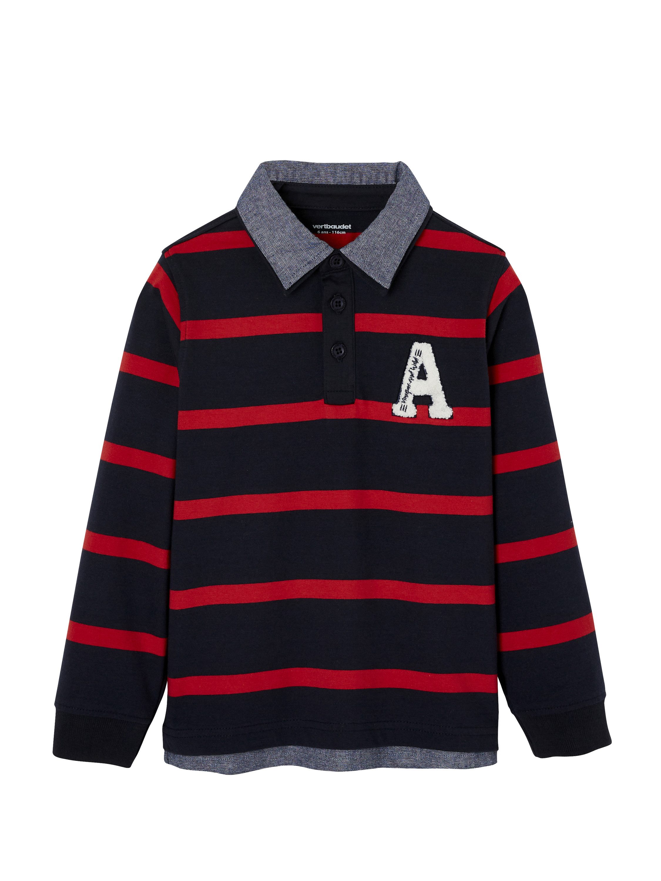 vertbaudet Langarm-Poloshirt Jungen Poloshirt mit Lageneffekt