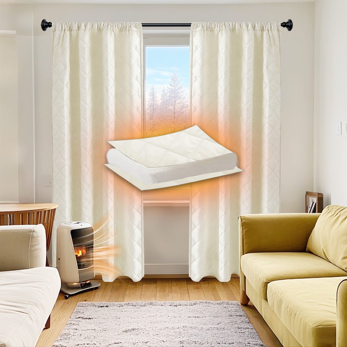 Jibenhome Vorhang Winter Wärme Thermovorhang Dicke Gardinen Funktionale Übe günstig online kaufen