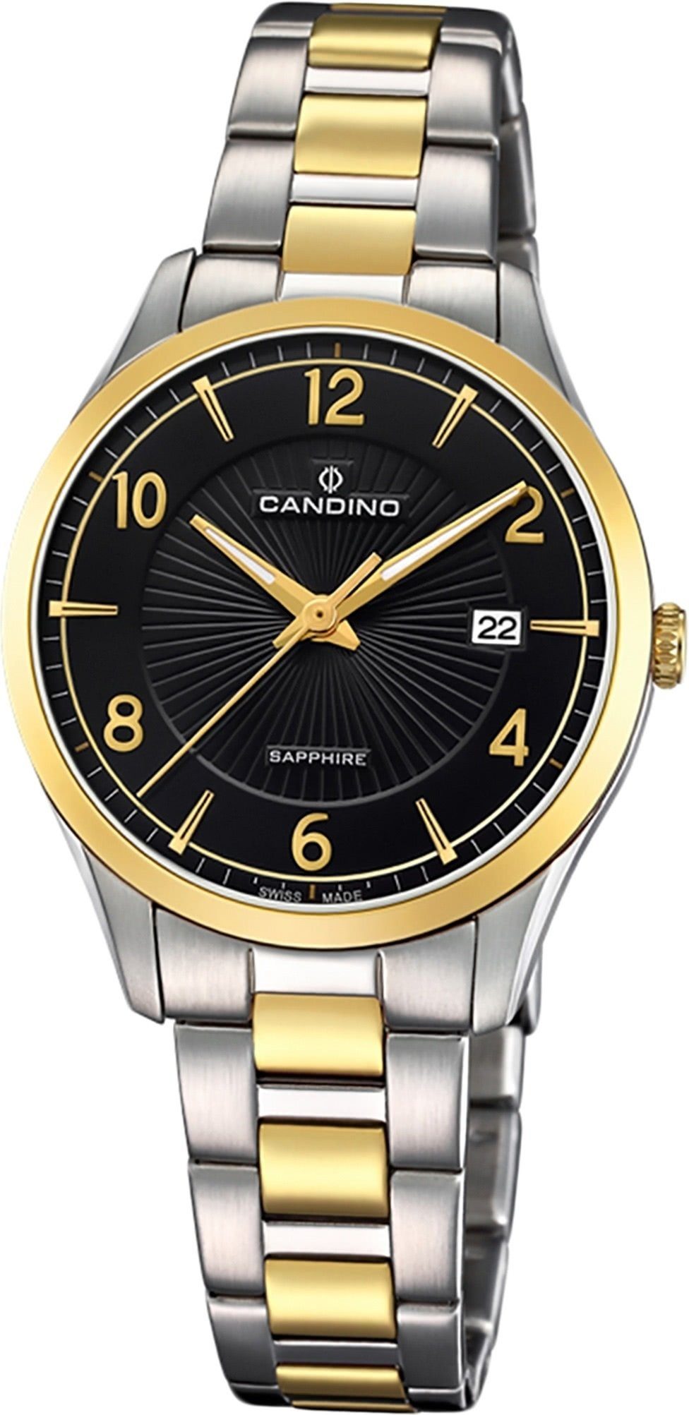 Eleg Uhr, rundes Edelstahl Gehäuse, Classic Quarzuhr Damen (ca. Candino 31mm), Candino Edelstahlarmband, Damenuhr mit mittel