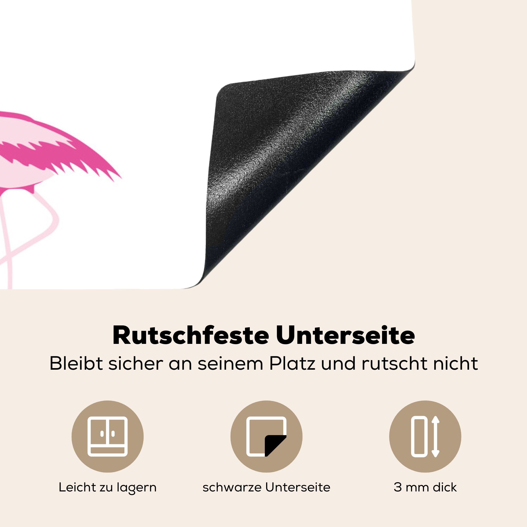 MuchoWow Herdblende-/Abdeckplatte Flamingo - Rosa - die Schutz 81x52 Induktionskochfeld Vinyl, Ceranfeldabdeckung cm, für küche, tlg), (1 Weiß
