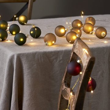 MARELIDA LED-Lichterkette Weihnachtskugeln Christbaumkugel Timer Batterie Deko rot 1,6m, 22-flammig