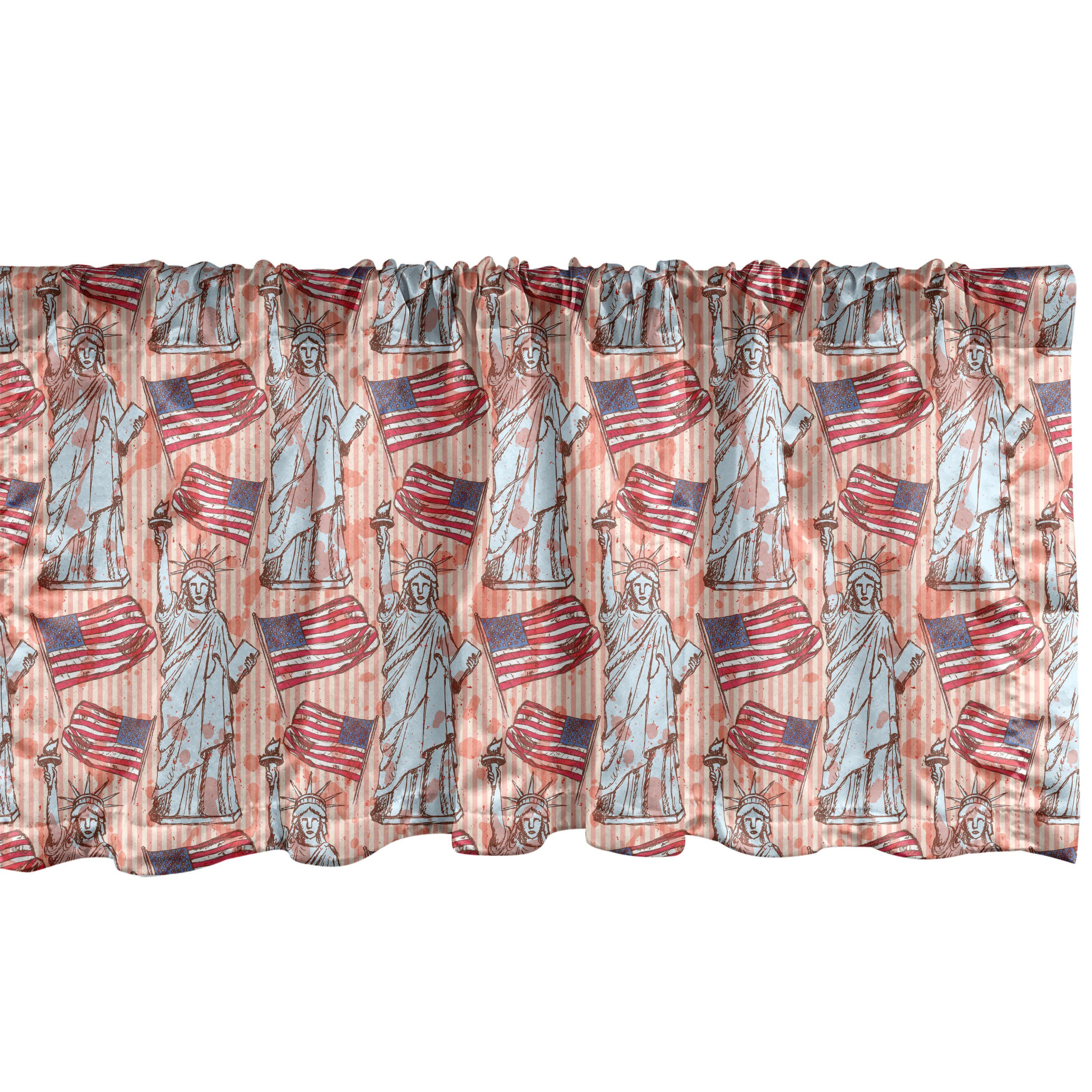 Scheibengardine Vorhang Volant für Küche Schlafzimmer Dekor mit Stangentasche, Abakuhaus, Microfaser, USA Freiheit Staaten Flagge