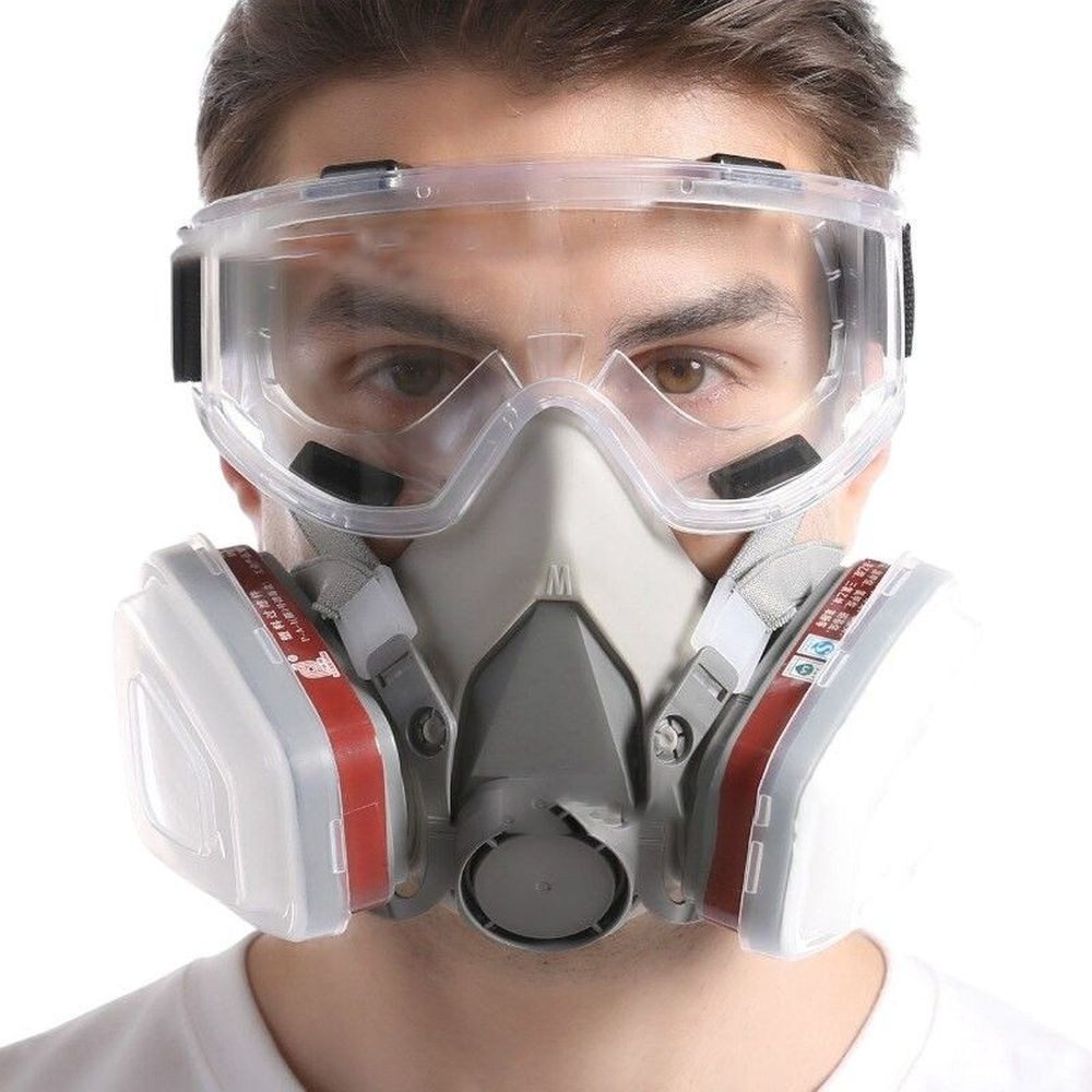 Atemschutz-Vollmaske Atemschutzmaske 7in1 mit Brille Filter Lackier- & Schleifarbeiten DE.