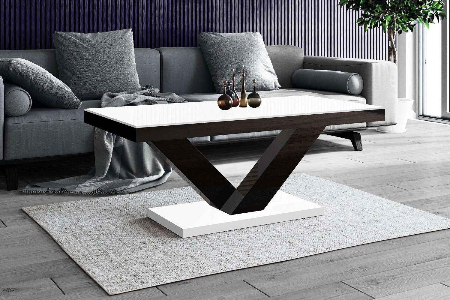 designimpex Couchtisch »Design Couchtisch HV-888 Grau / Weiß Hochglanz  Highgloss Tisch Wohnzimmertisch« online kaufen | OTTO