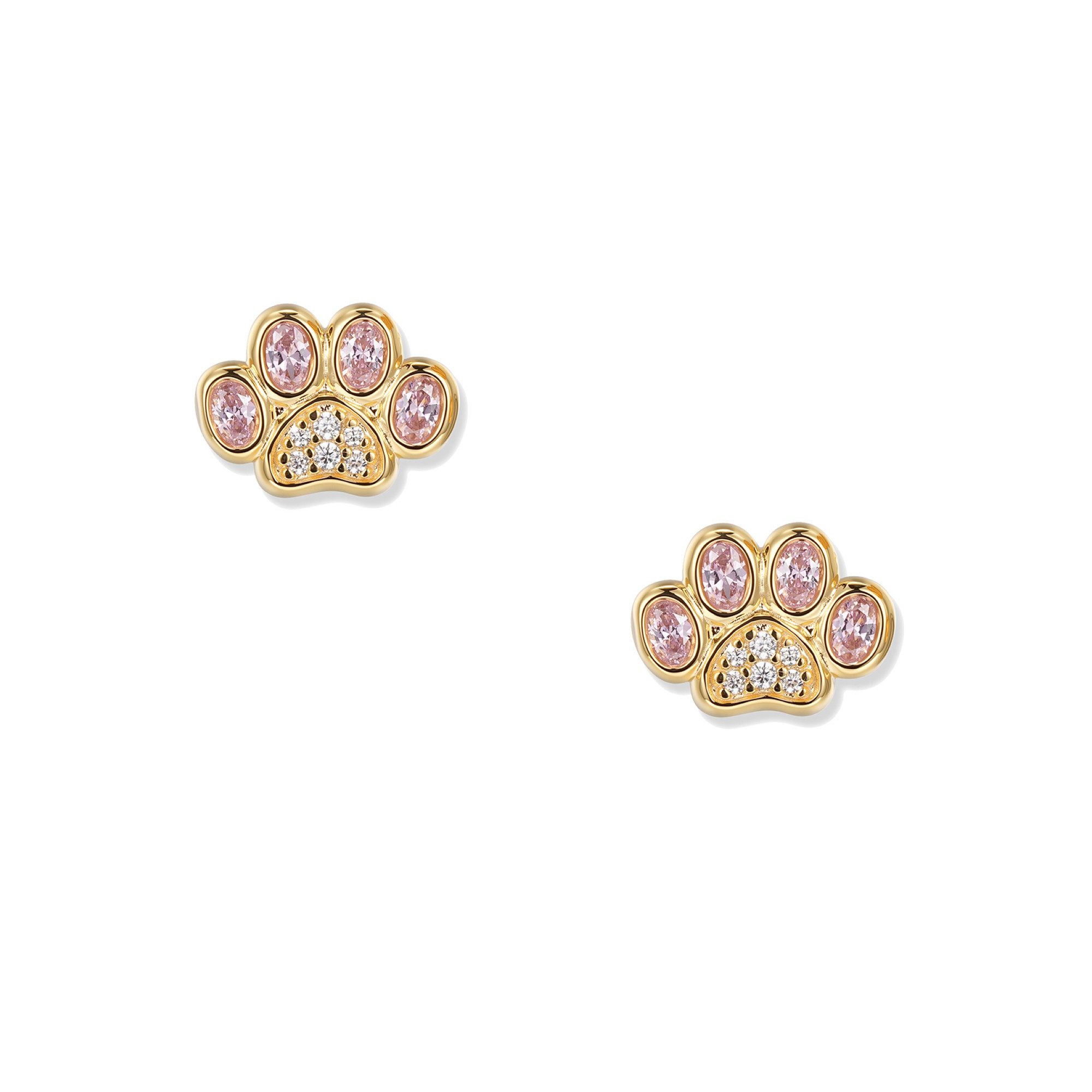 Seinerzeit FLORA & FAUNA Paar Ohrstecker Blush Paw Pfoten Ohrringe, Material: 925 Sterling Silber vergoldet