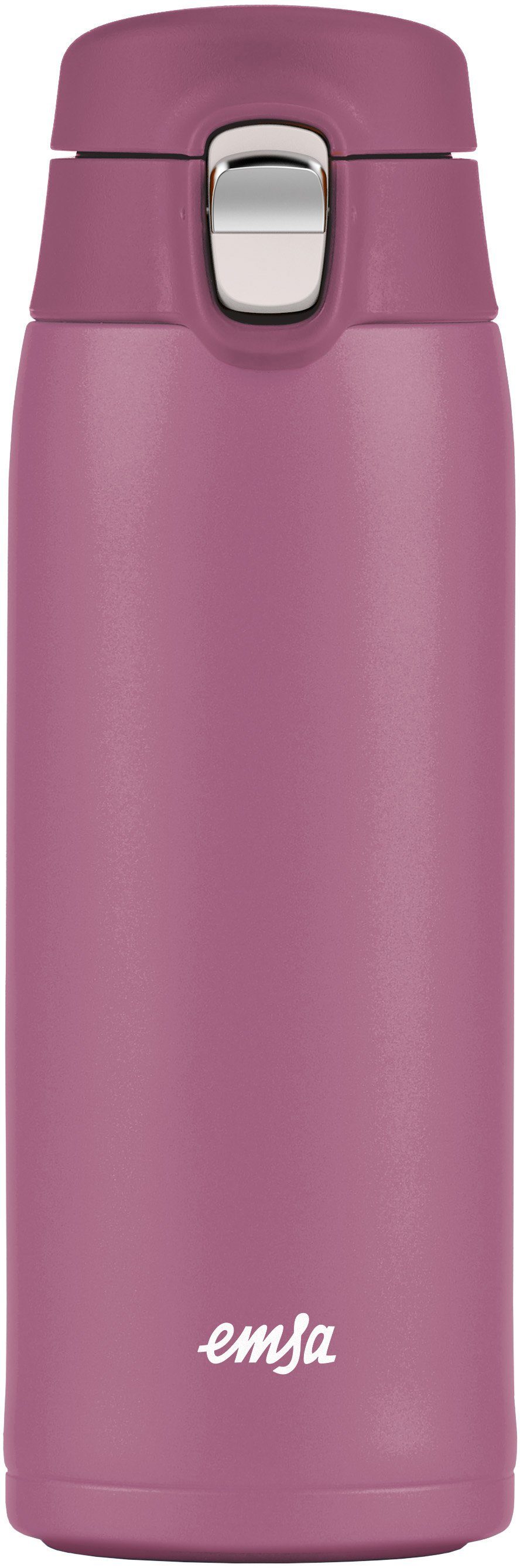 Emsa Thermobecher Travel Mug, Edelstahl, Kunststoff, 0,4L, leicht, Edelstahl, Klappverschluss, 100% dicht, 8h heiß/16h kalt