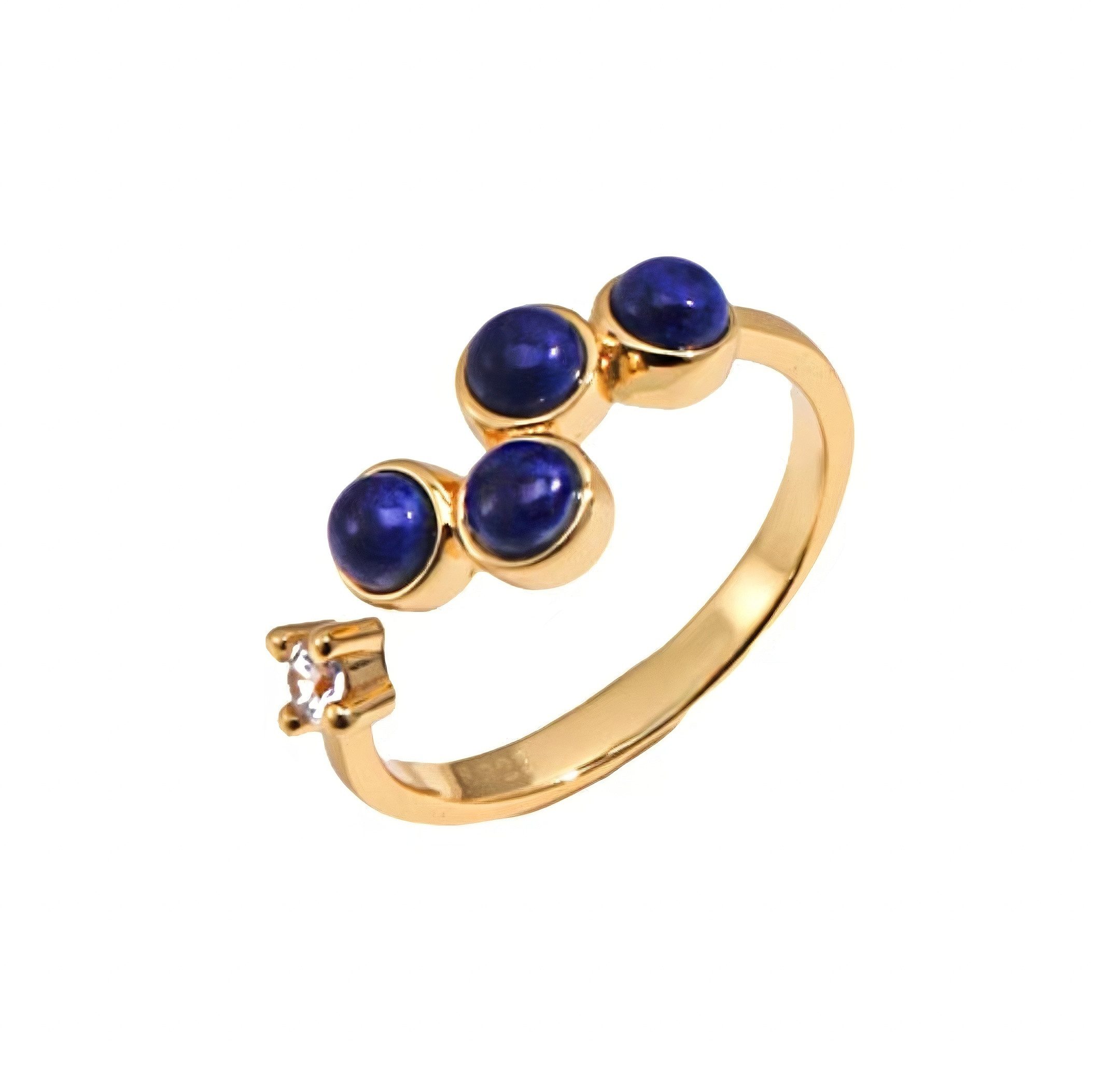 Jumpeak Silberring Damen Gold plattiert Ring , Aquamarin Ring,  Lapis Ring, günstig online kaufen