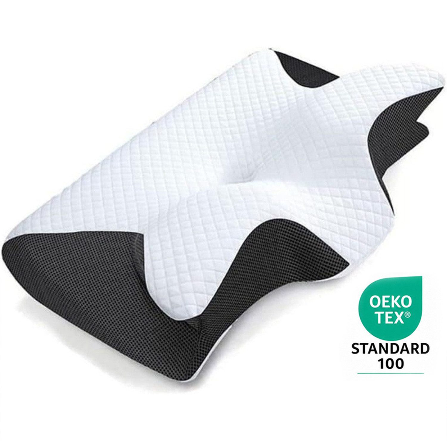Kityhome Kopfkissen Orthopädisches Nackenkissen Memory Foam – 2 Höhen, waschbarer Bezug, Füllung: 100% Memory Foam, Set, Nackenkissen*1, waschbarer Bezug*1, Nackenstützkissen, Komfort, Atmungsaktiv