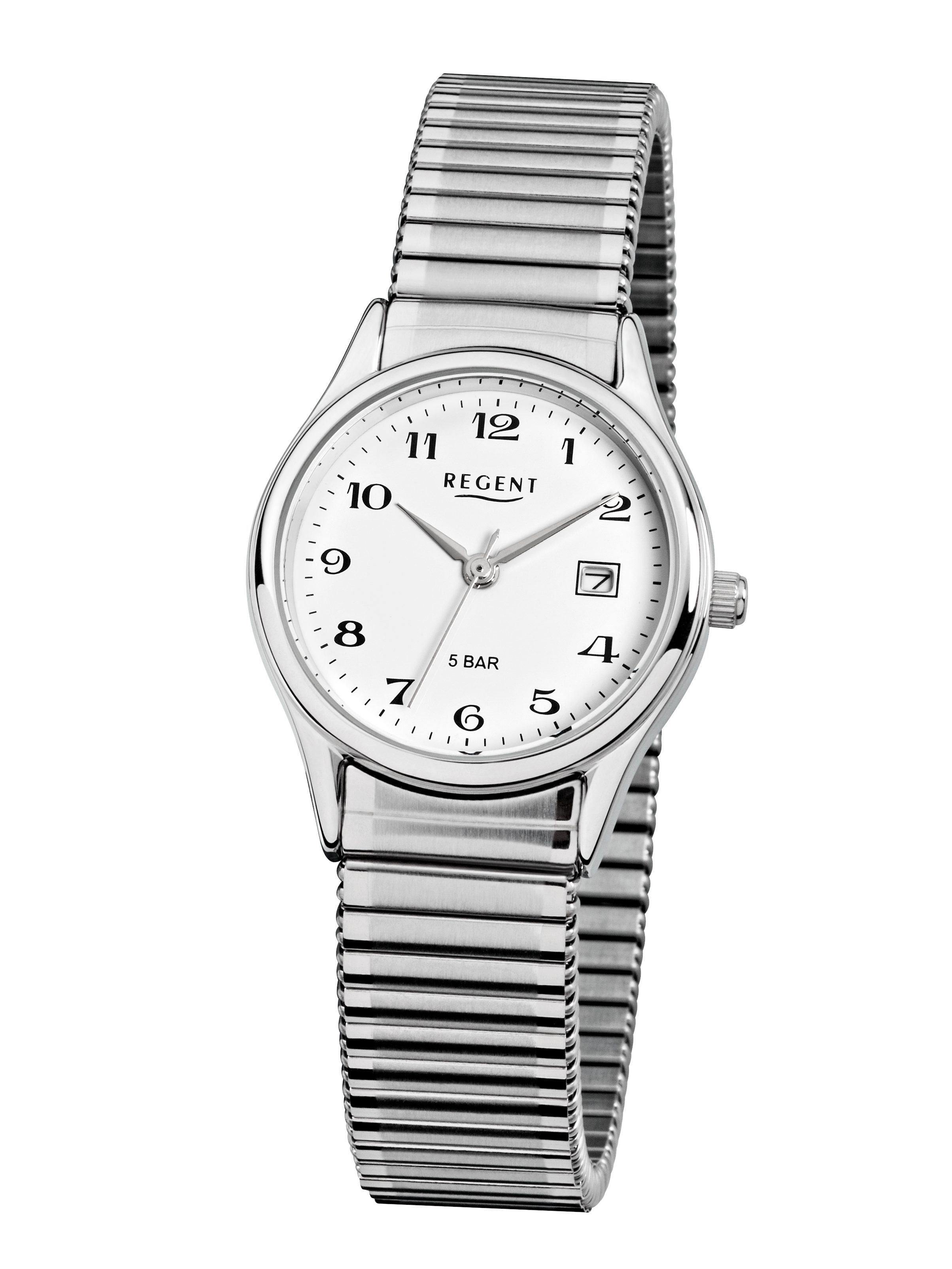 Regent Quarzuhr F-893 - 7550.40.99, Armbanduhr, Damenuhr, Edelstahlarmband, analog, Tag