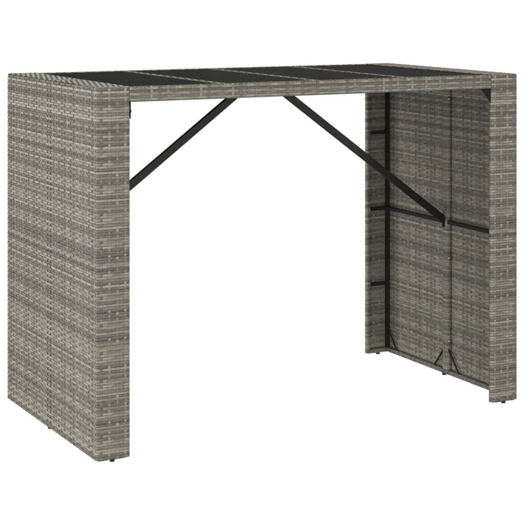 Gartentisch Bartisch mit Glasplatte Grau 145x80x110 cm Poly Rattan